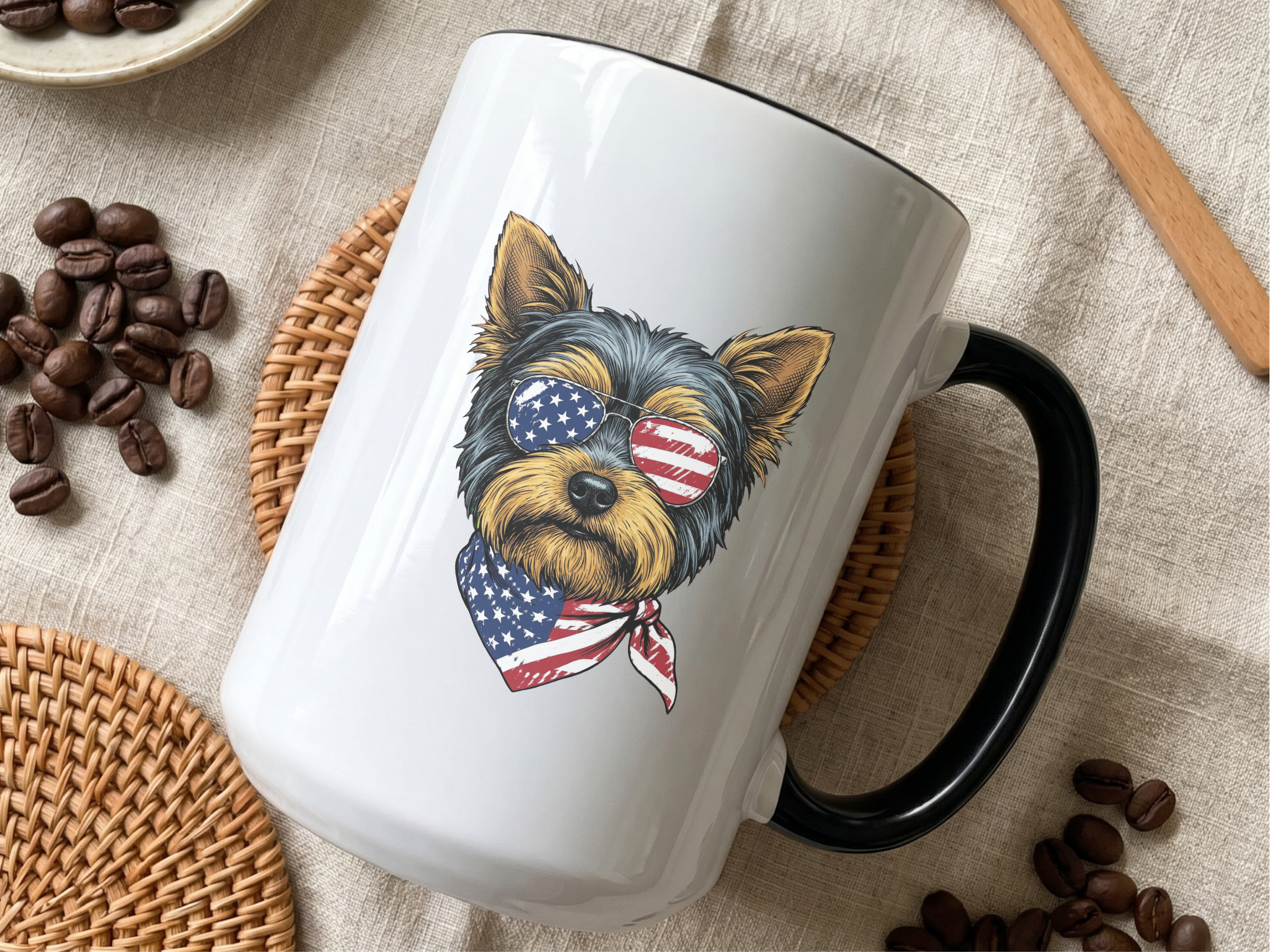Patriotic Yorkie American Flag2 doodle dog shirt - photo 2