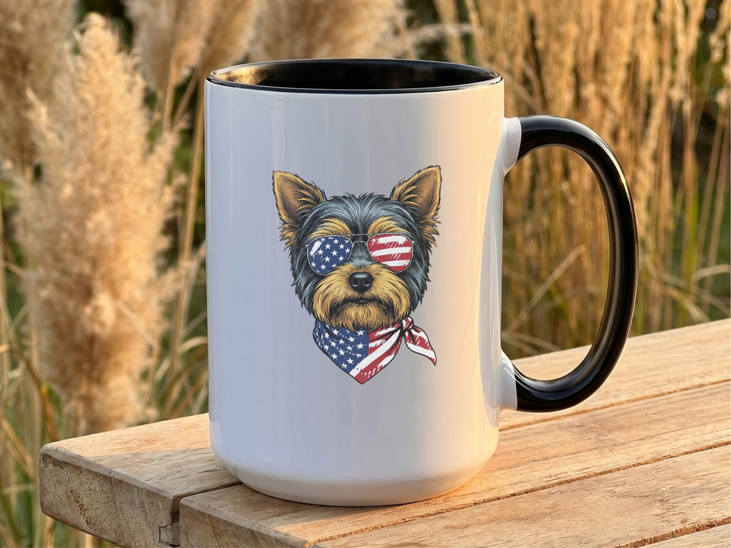 Patriotic Yorkie American Flag2 doodle dog shirt - photo 3