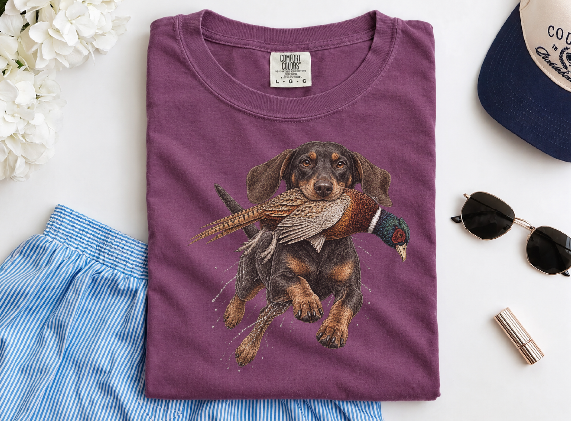 Dachshund Fetching Ring-necked Pheasant doodle dog shirt - photo 7