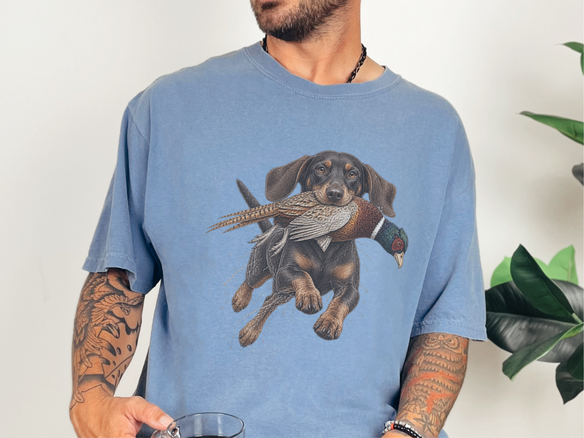 Dachshund Fetching Ring-necked Pheasant doodle dog shirt - photo 8