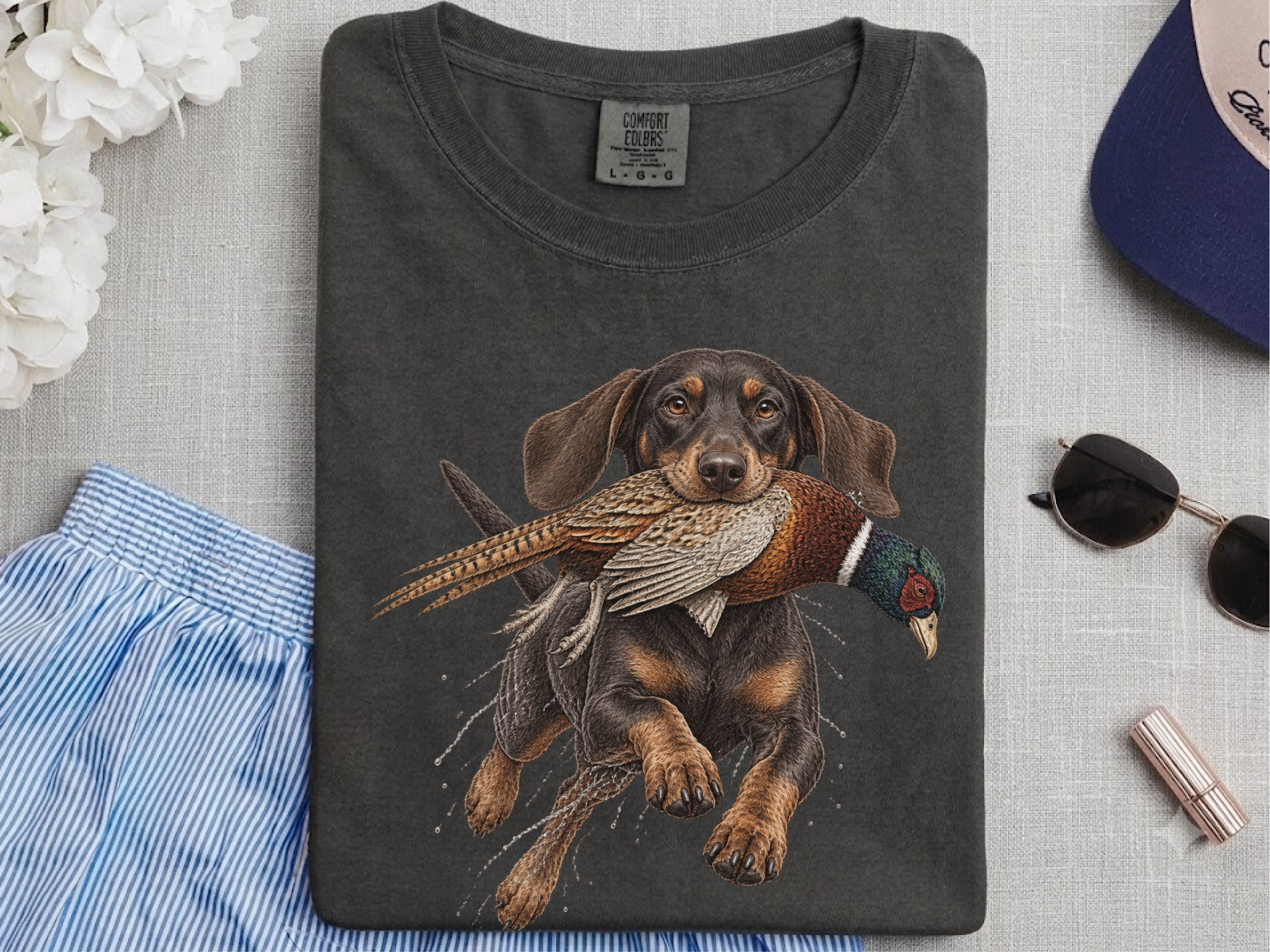 Dachshund Fetching Ring-necked Pheasant doodle dog shirt - photo 4