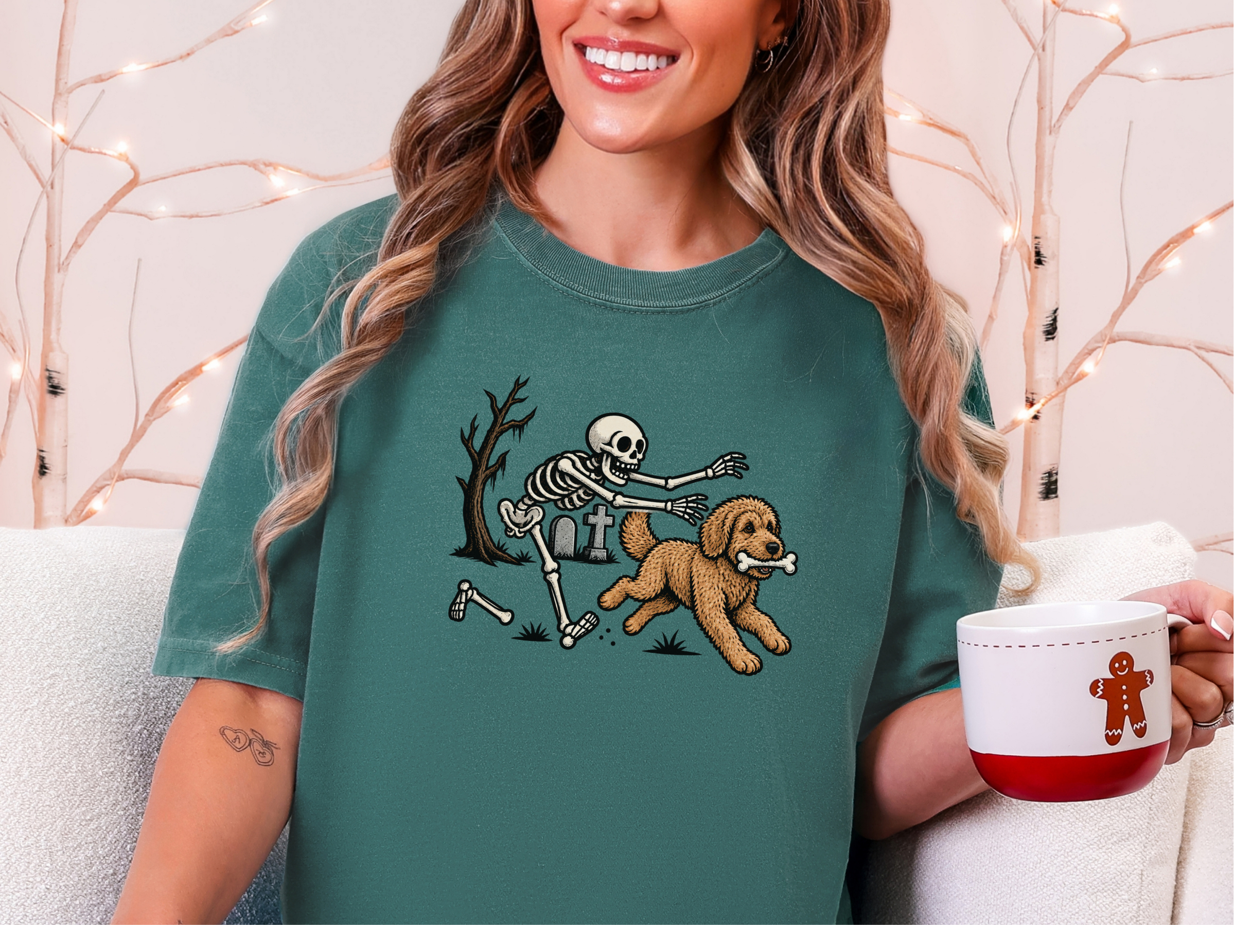 Skeleton Reaching For Goldendoodle doodle dog shirt - photo 8