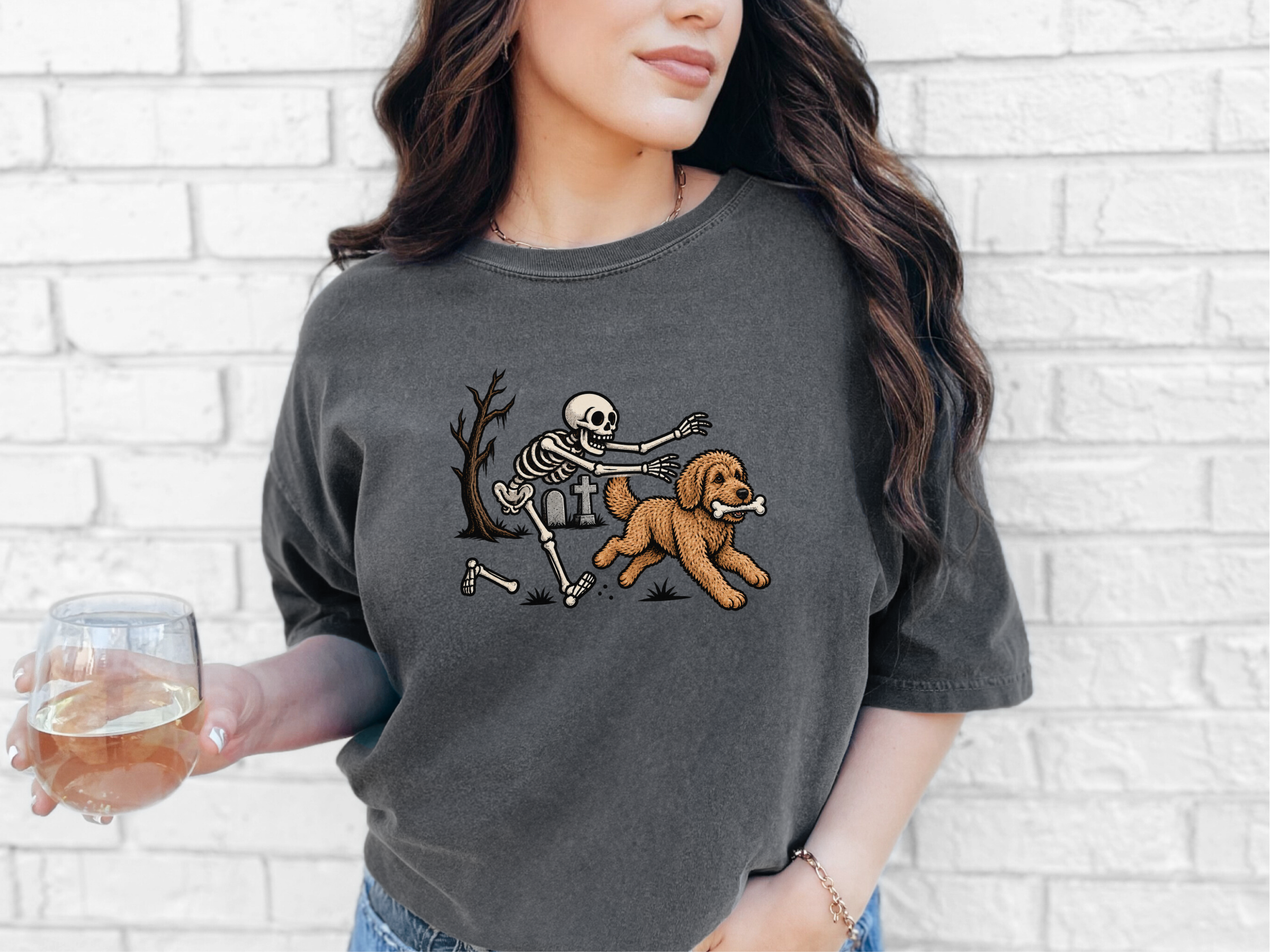 Skeleton Reaching For Goldendoodle doodle dog shirt - photo 3