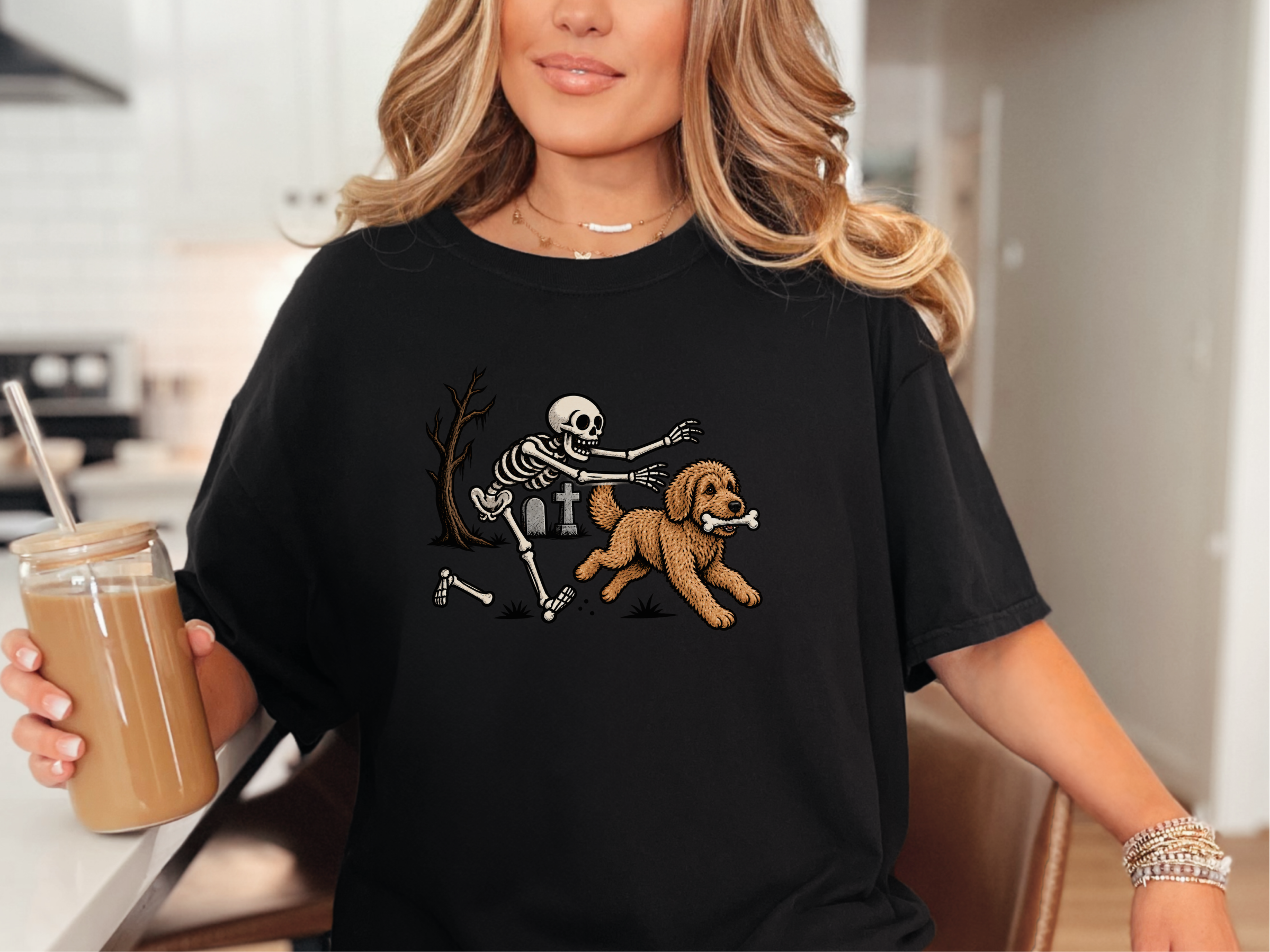 Skeleton Reaching For Goldendoodle doodle dog shirt - photo 2