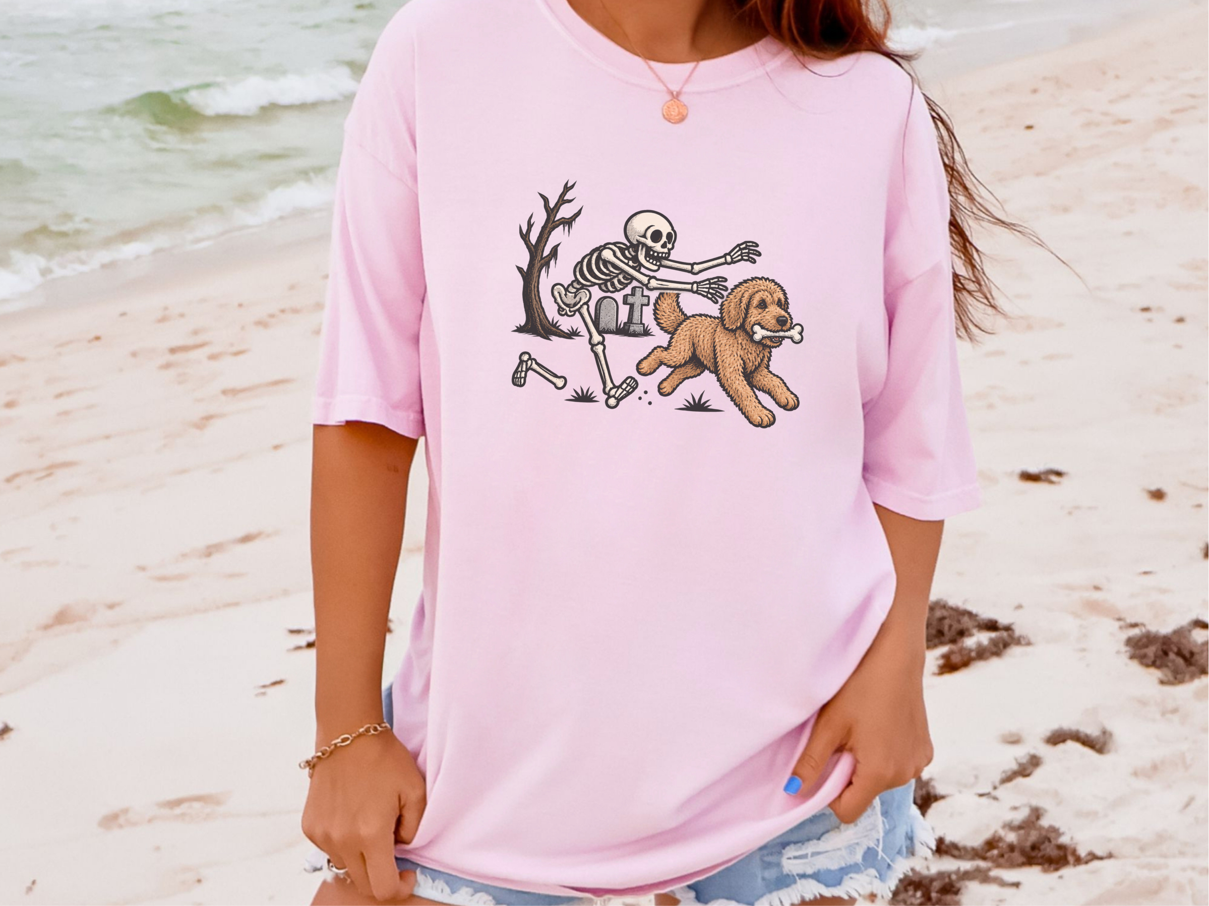 Skeleton Reaching For Goldendoodle doodle dog shirt - photo 5