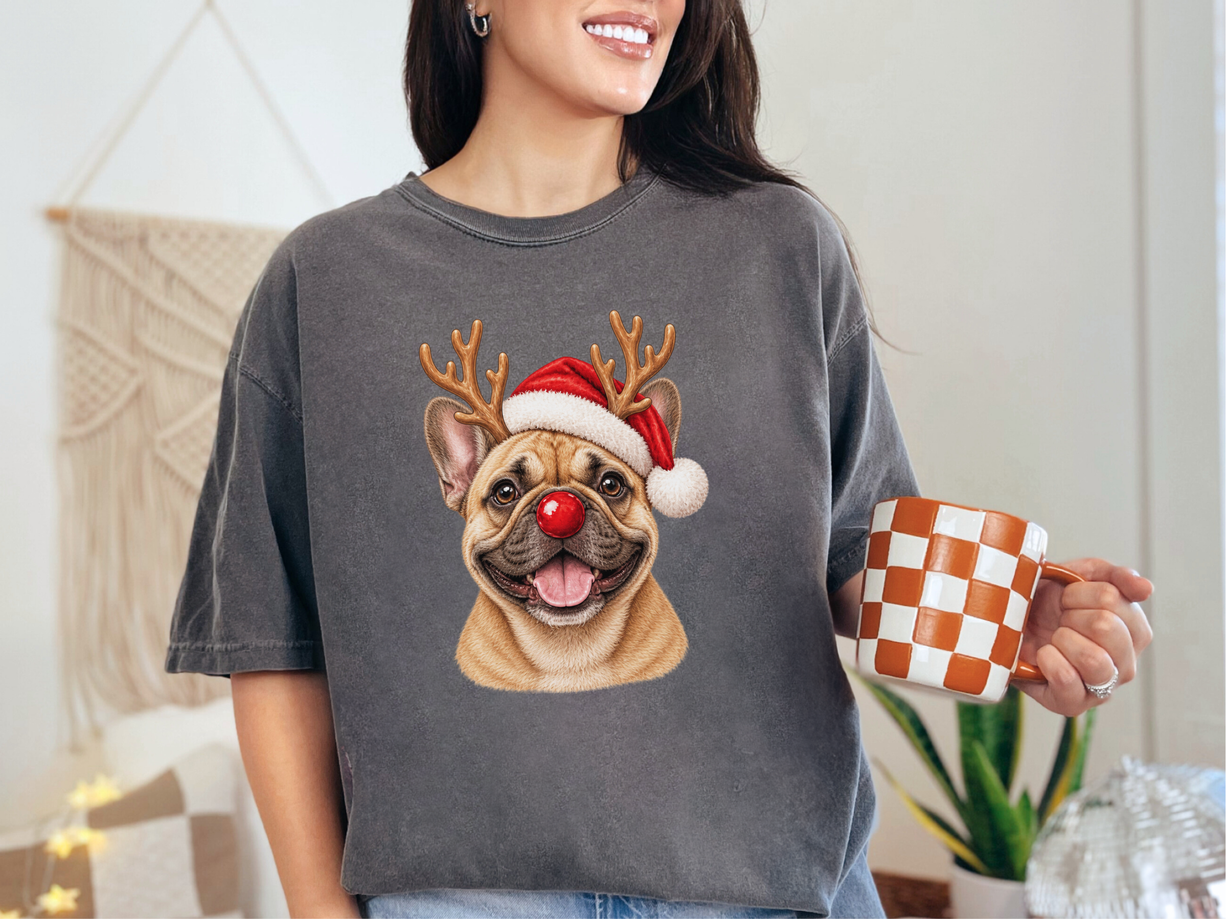 Christmas French Bulldog Reindeer doodle dog shirt - photo 6
