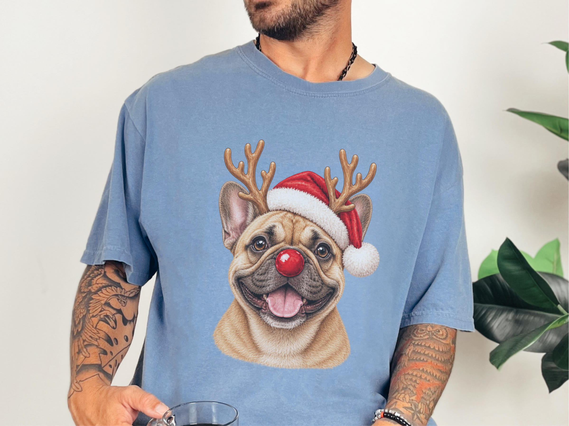 Christmas French Bulldog Reindeer doodle dog shirt - photo 8