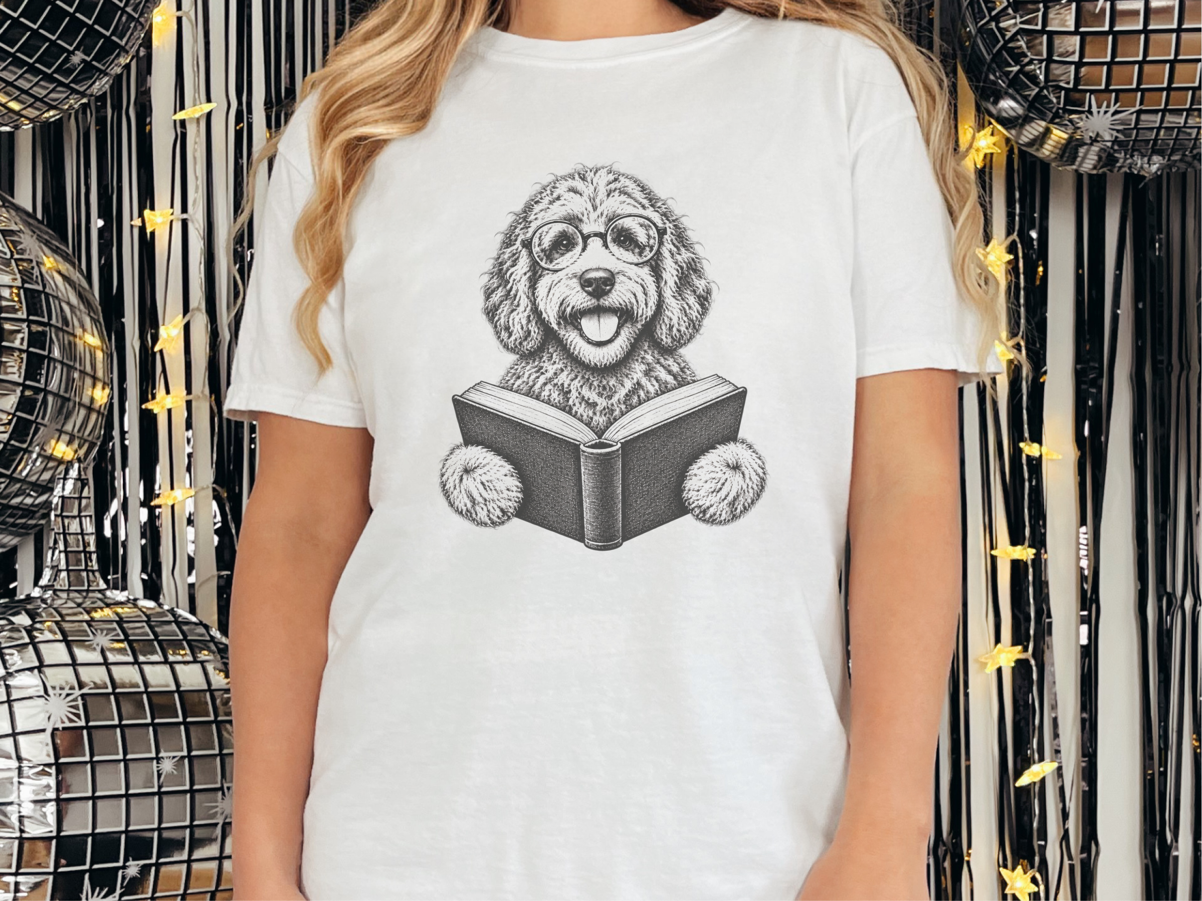 Labradoodle Reading A Book doodle dog shirt - photo 1
