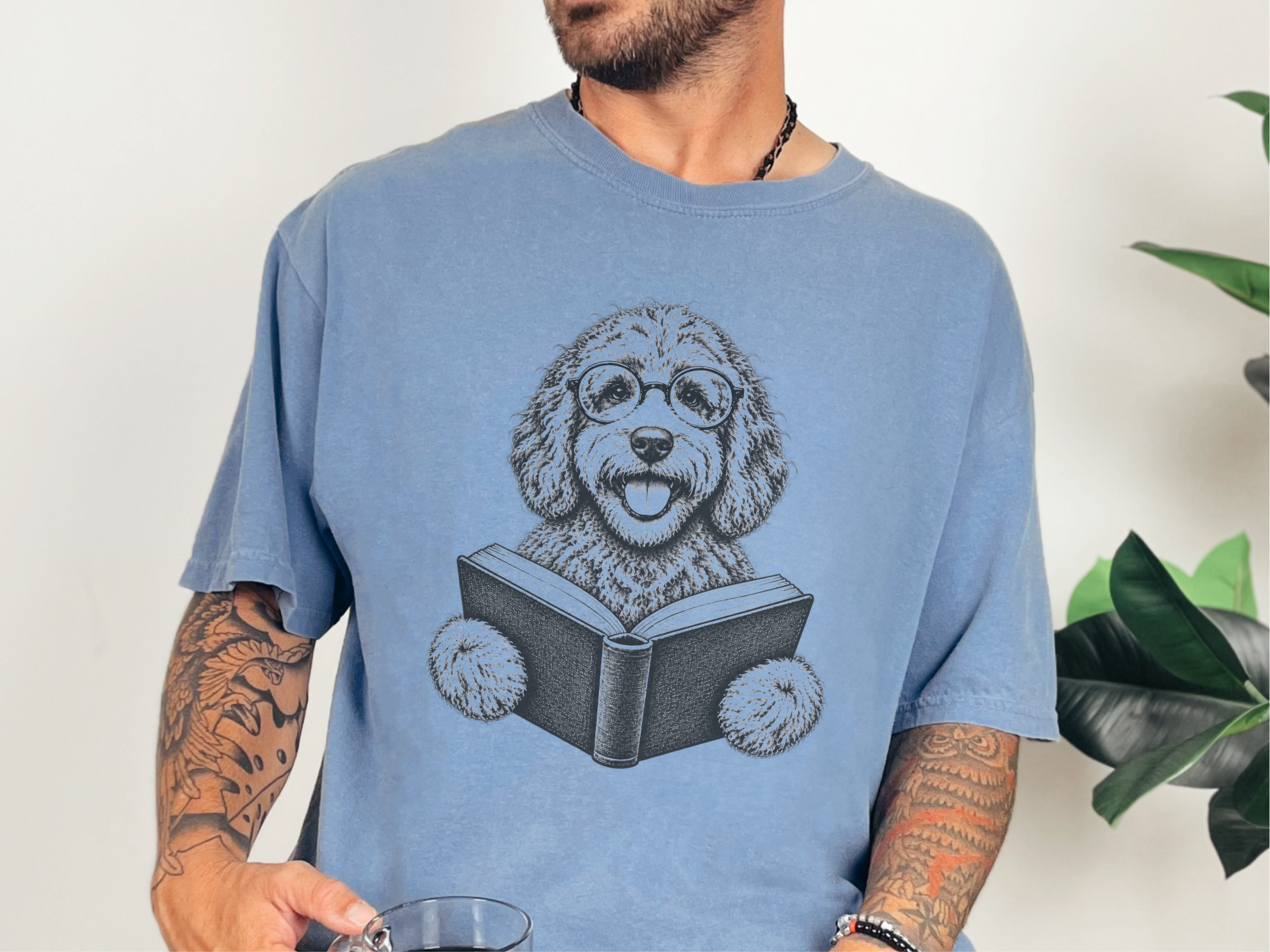 Labradoodle Reading A Book doodle dog shirt - photo 5