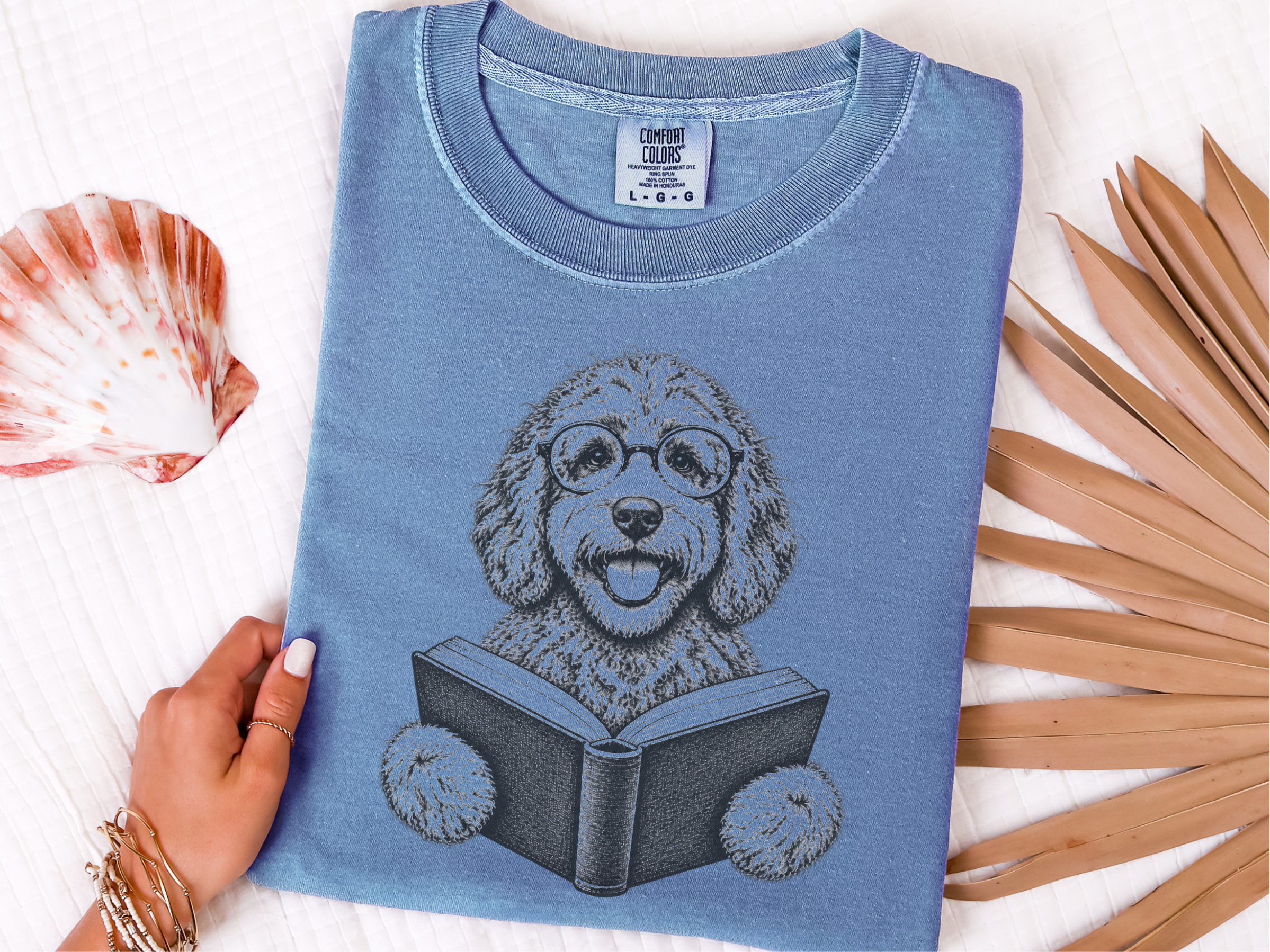 Labradoodle Reading A Book doodle dog shirt - photo 7