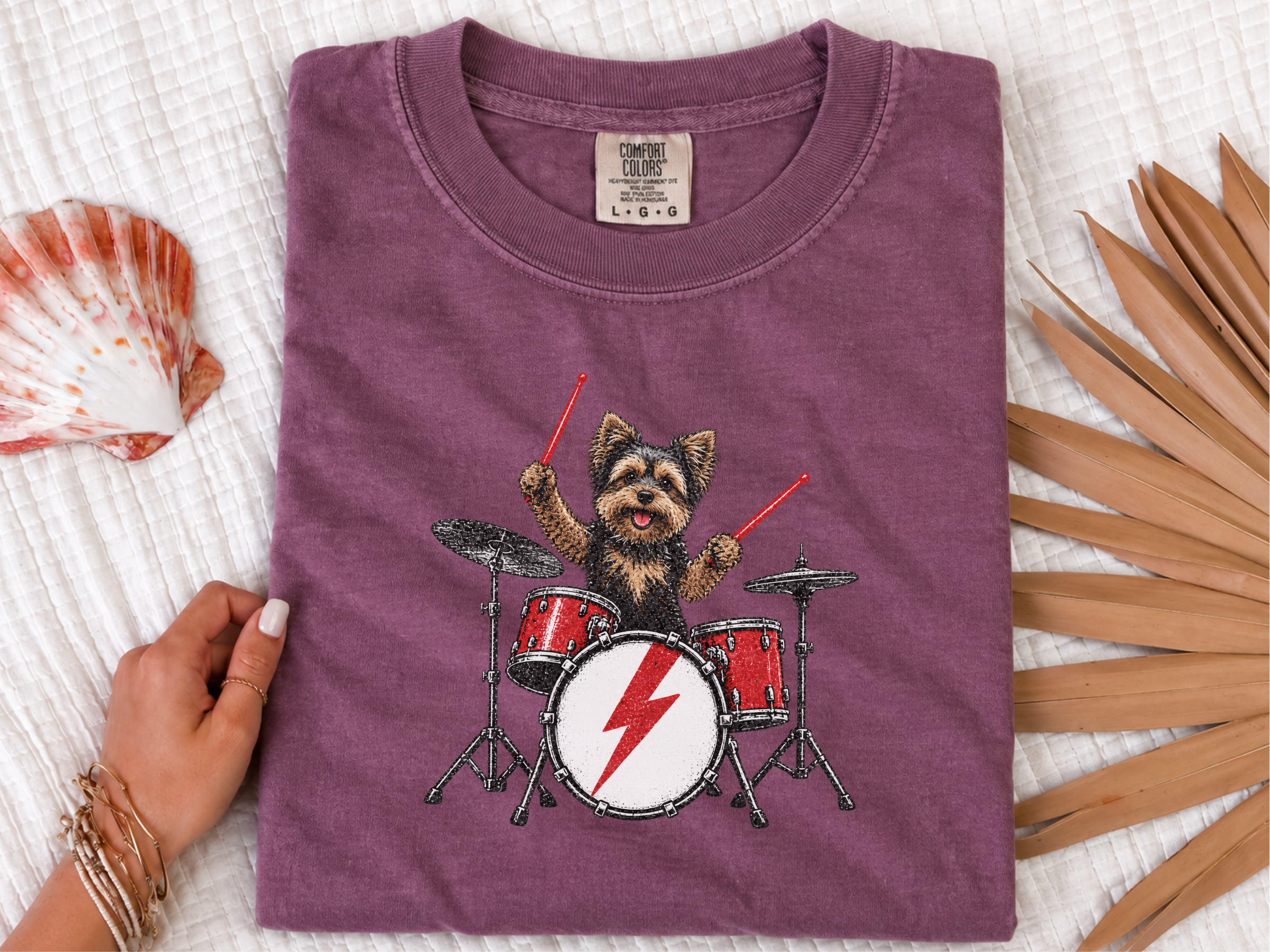 Yorkie Drummer Rock Star doodle dog shirt - photo 2