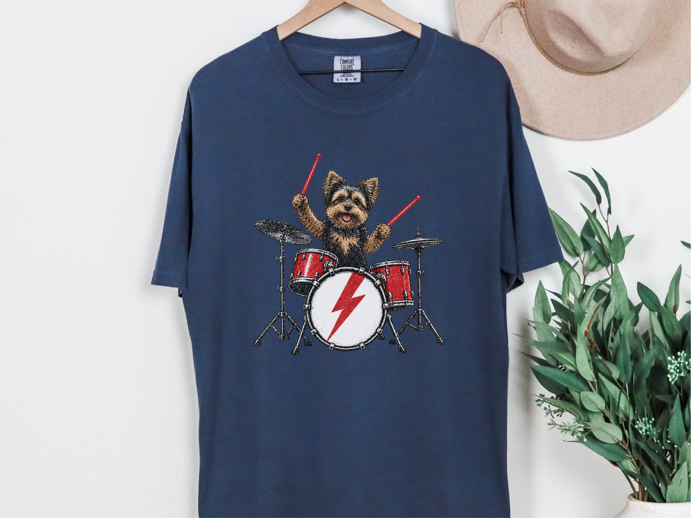 Yorkie Drummer Rock Star doodle dog shirt - photo 8