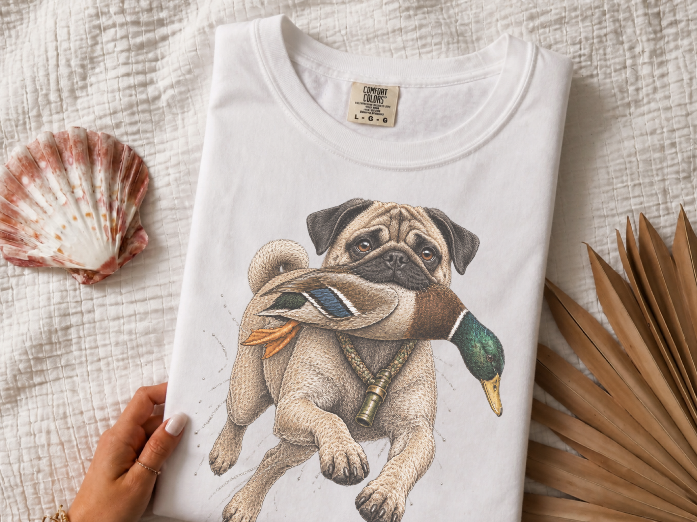 Hunting Pug Mallard Duck doodle dog shirt - photo 1