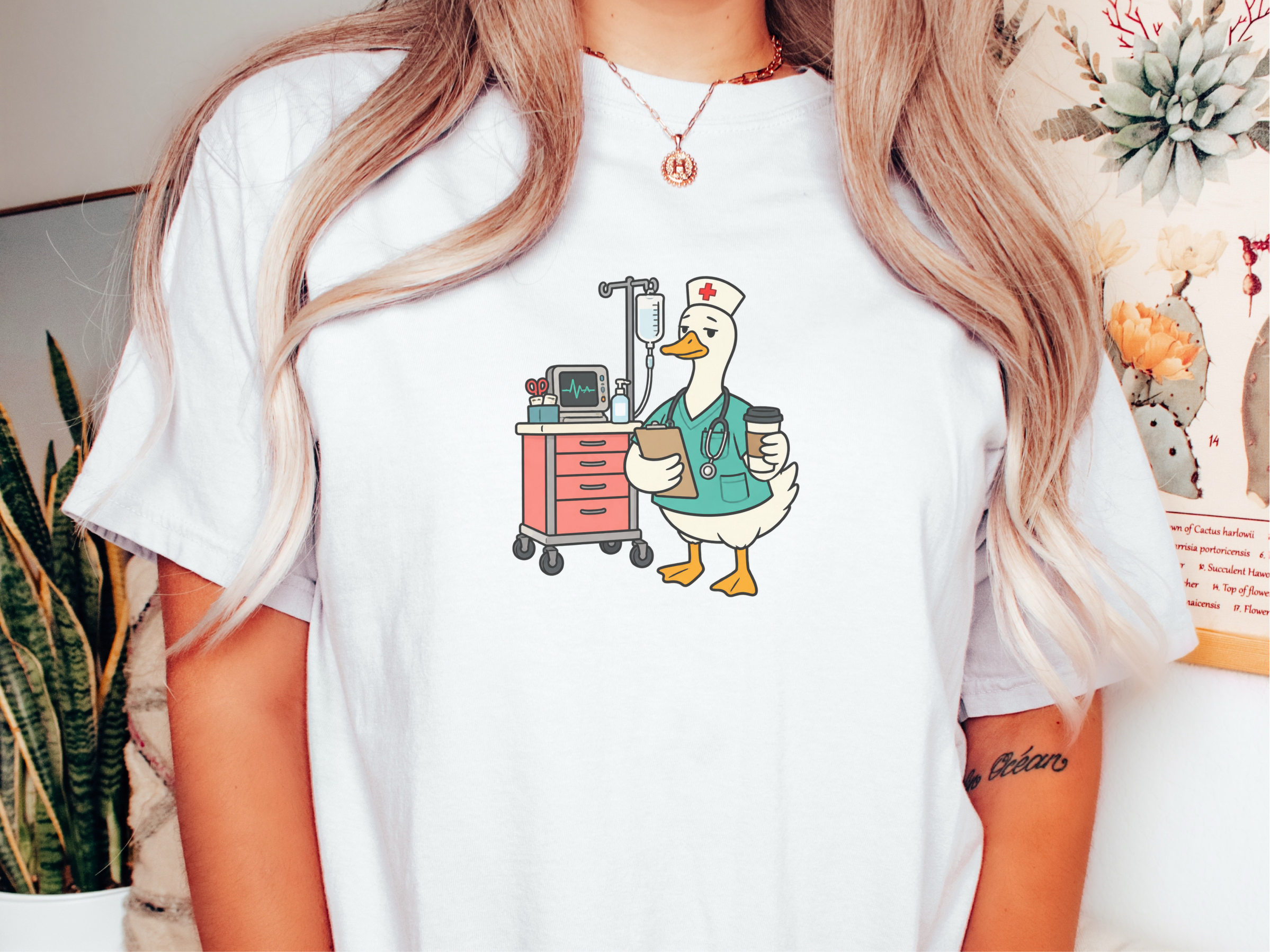 Tired Nurse Duck Medical Cart funny shirt - photo 1
