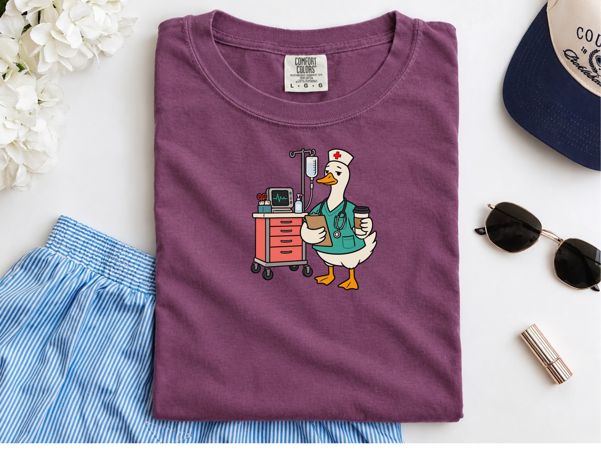 Tired Nurse Duck Medical Cart funny shirt - photo 7