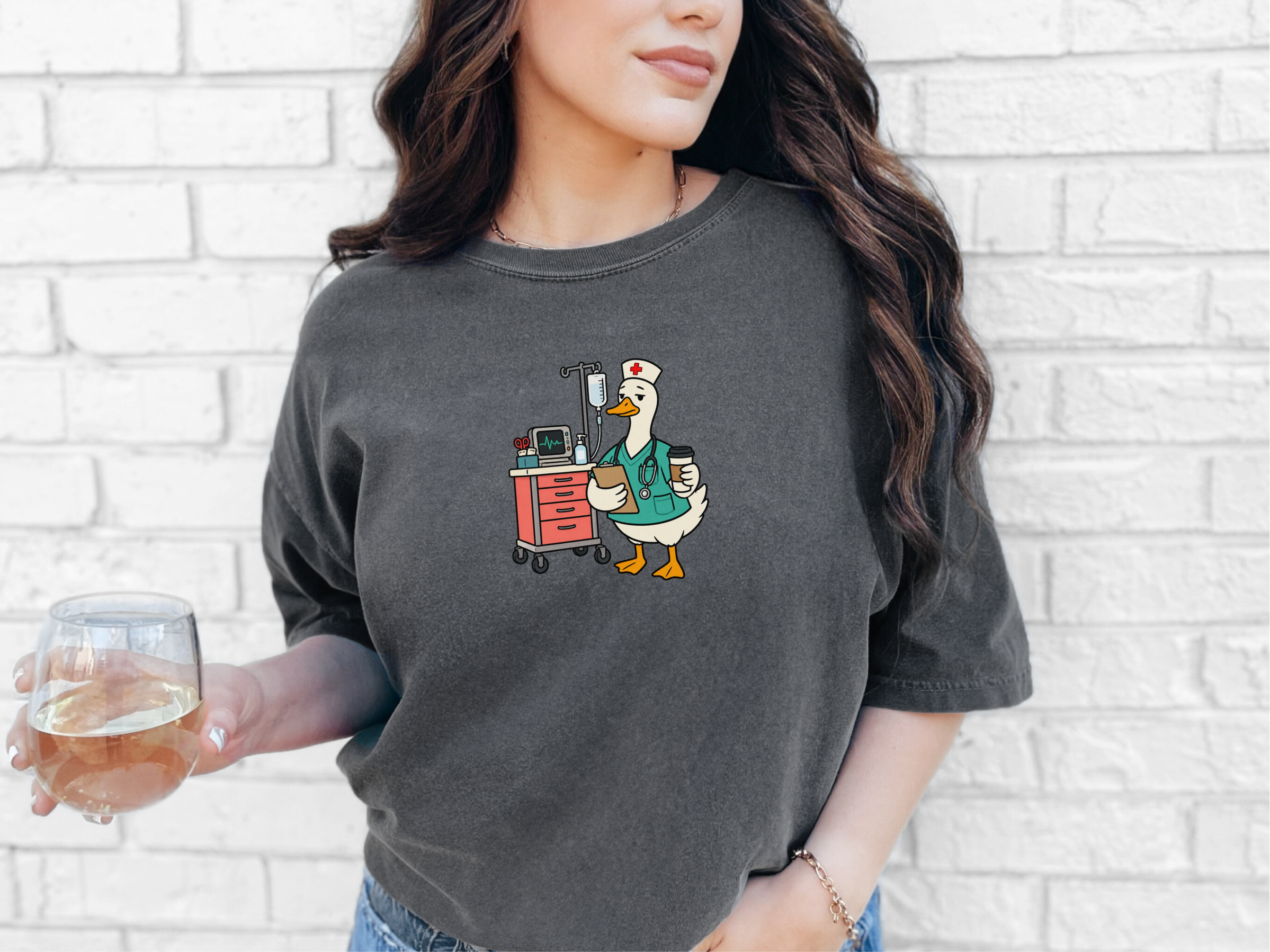 Tired Nurse Duck Medical Cart funny shirt - photo 5