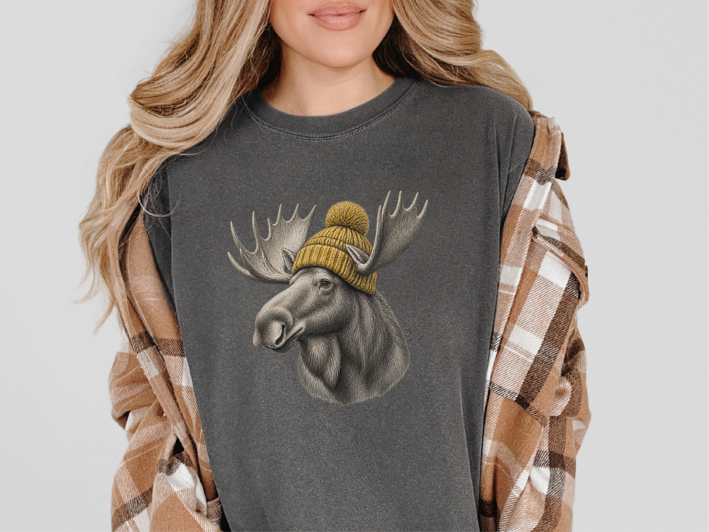 Winter Moose Yellow Beanie funny shirt - photo 4