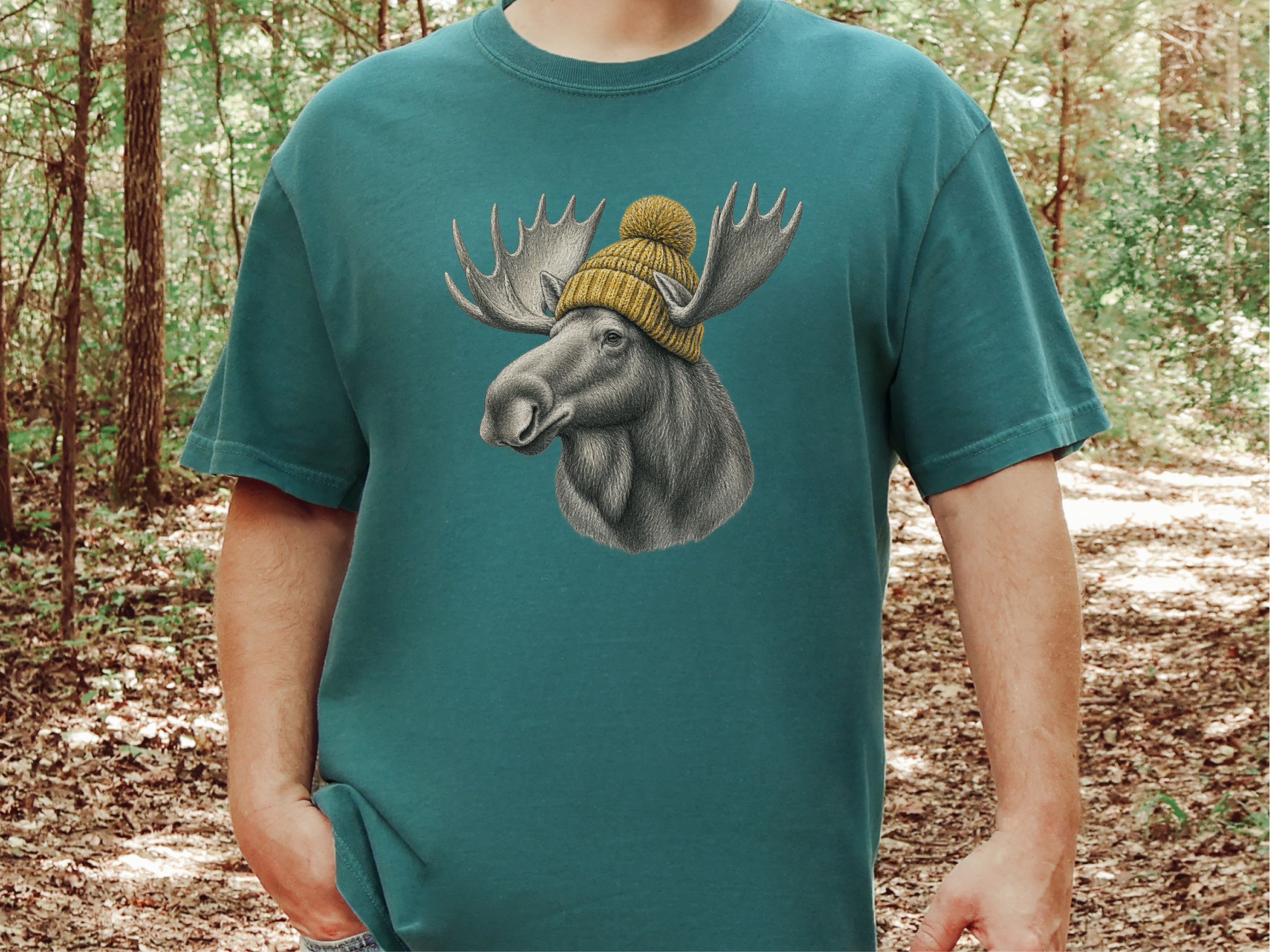 Winter Moose Yellow Beanie funny shirt - photo 8