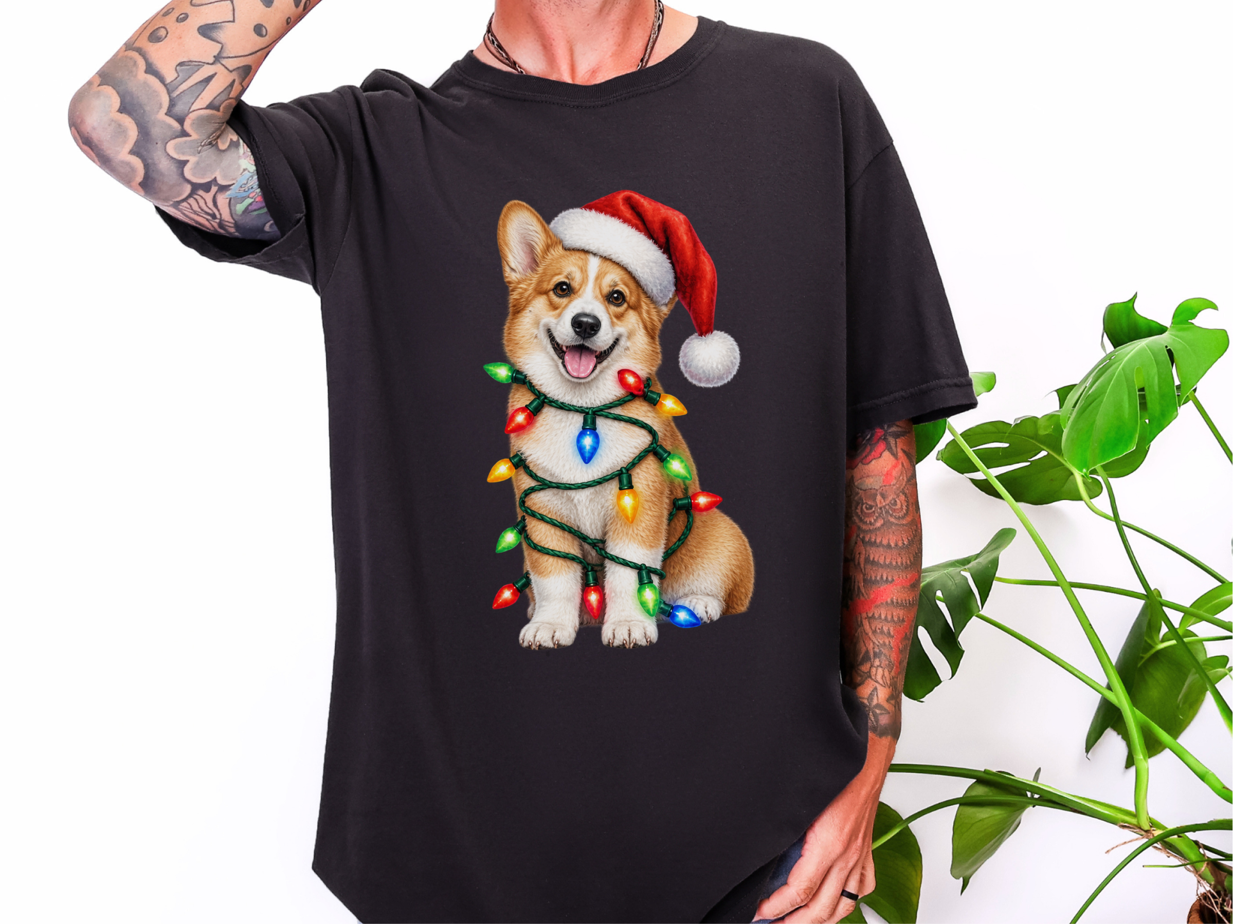 Christmas Corgi Tangled Lights doodle dog shirt - photo 4