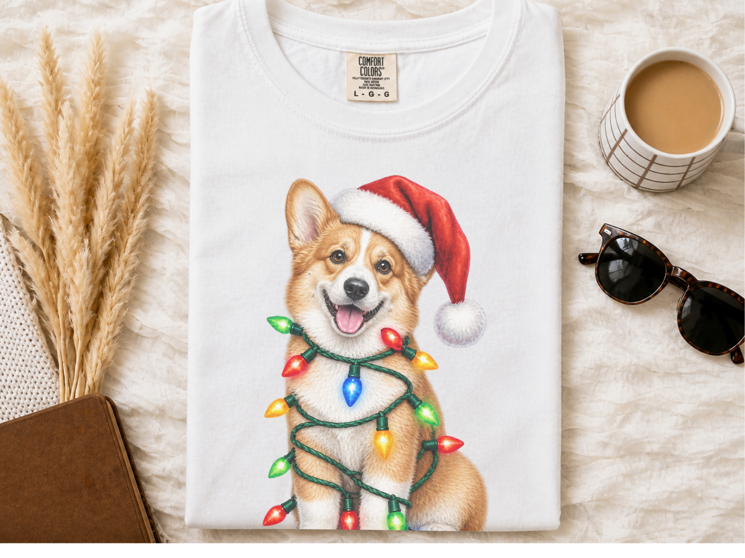 Christmas Corgi Tangled Lights doodle dog shirt - photo 2