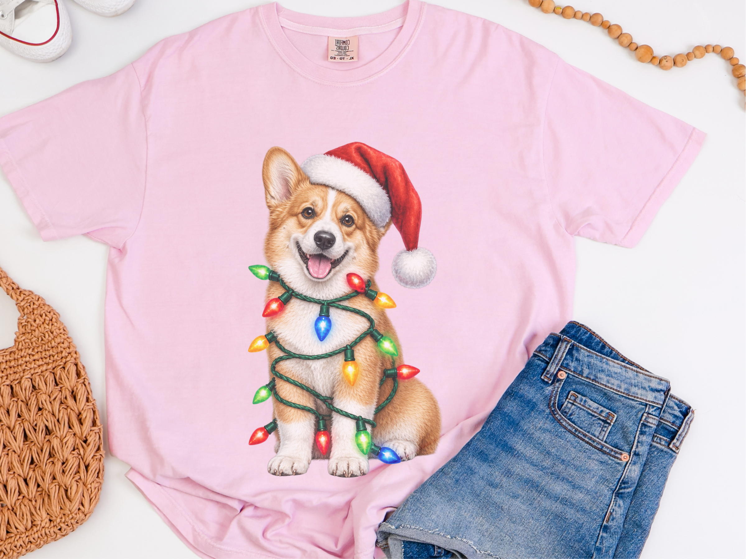 Christmas Corgi Tangled Lights doodle dog shirt - photo 6