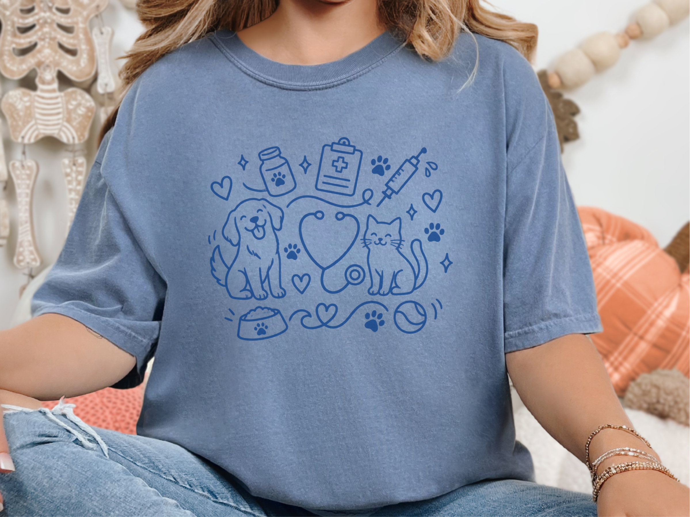 Veterinary Dog Cat Stethoscope Doodle funny shirt - photo 8