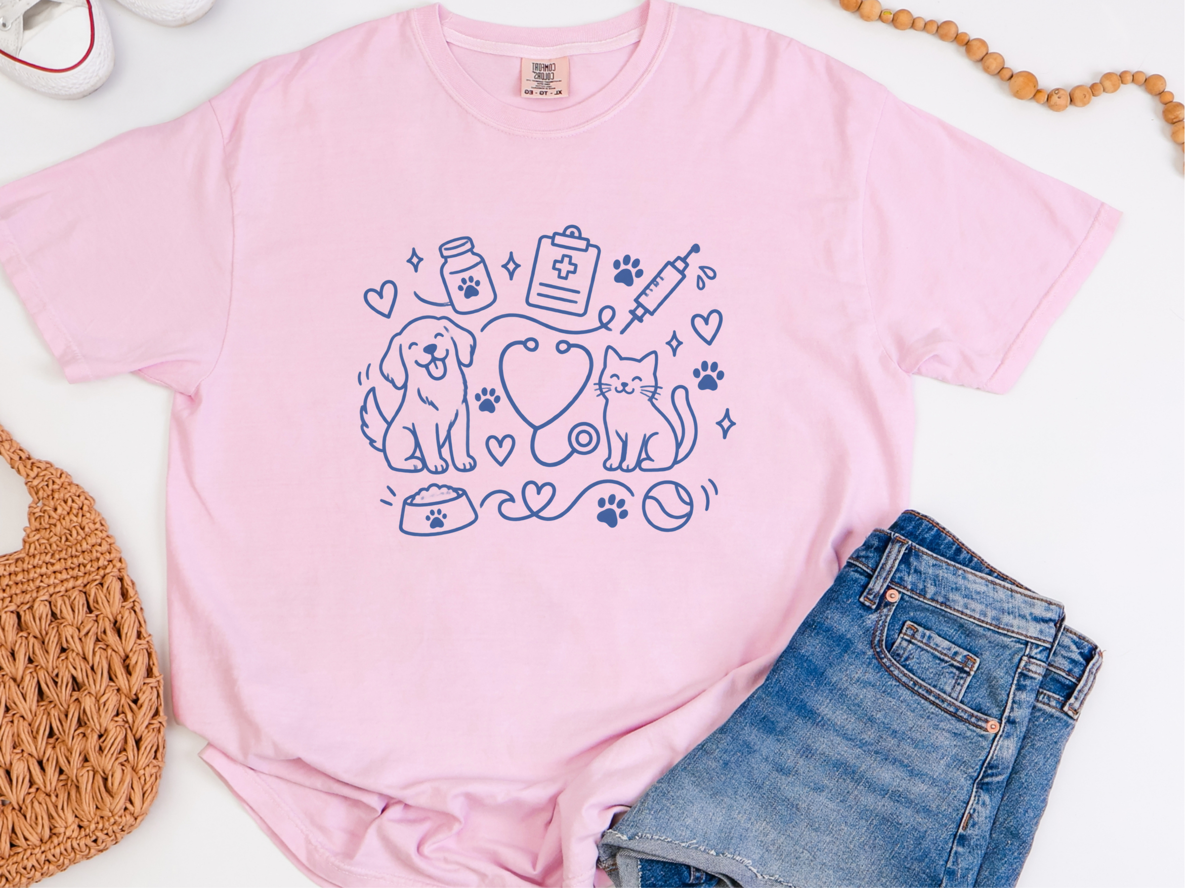 Veterinary Dog Cat Stethoscope Doodle funny shirt - photo 7