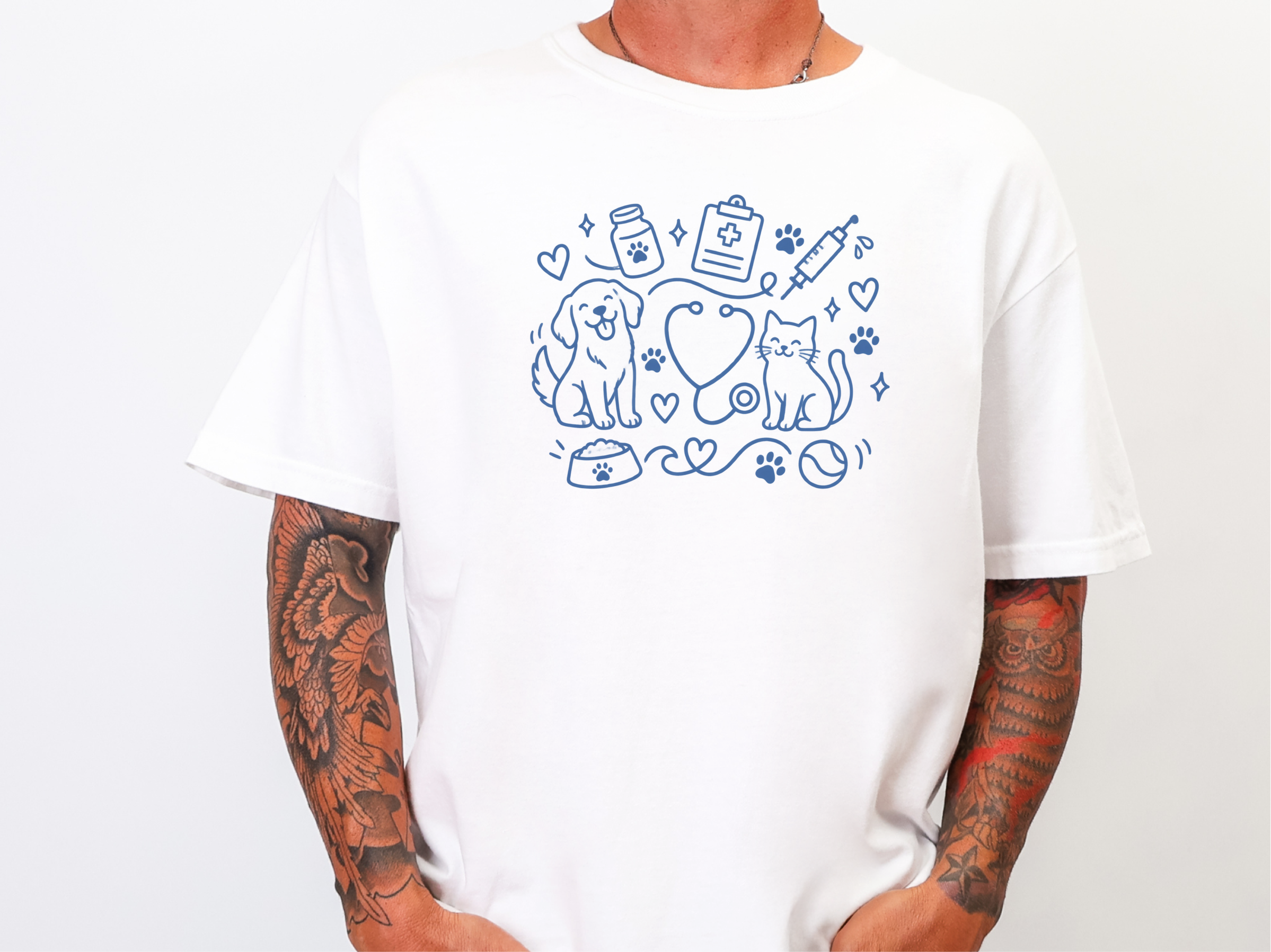 Veterinary Dog Cat Stethoscope Doodle funny shirt - photo 2