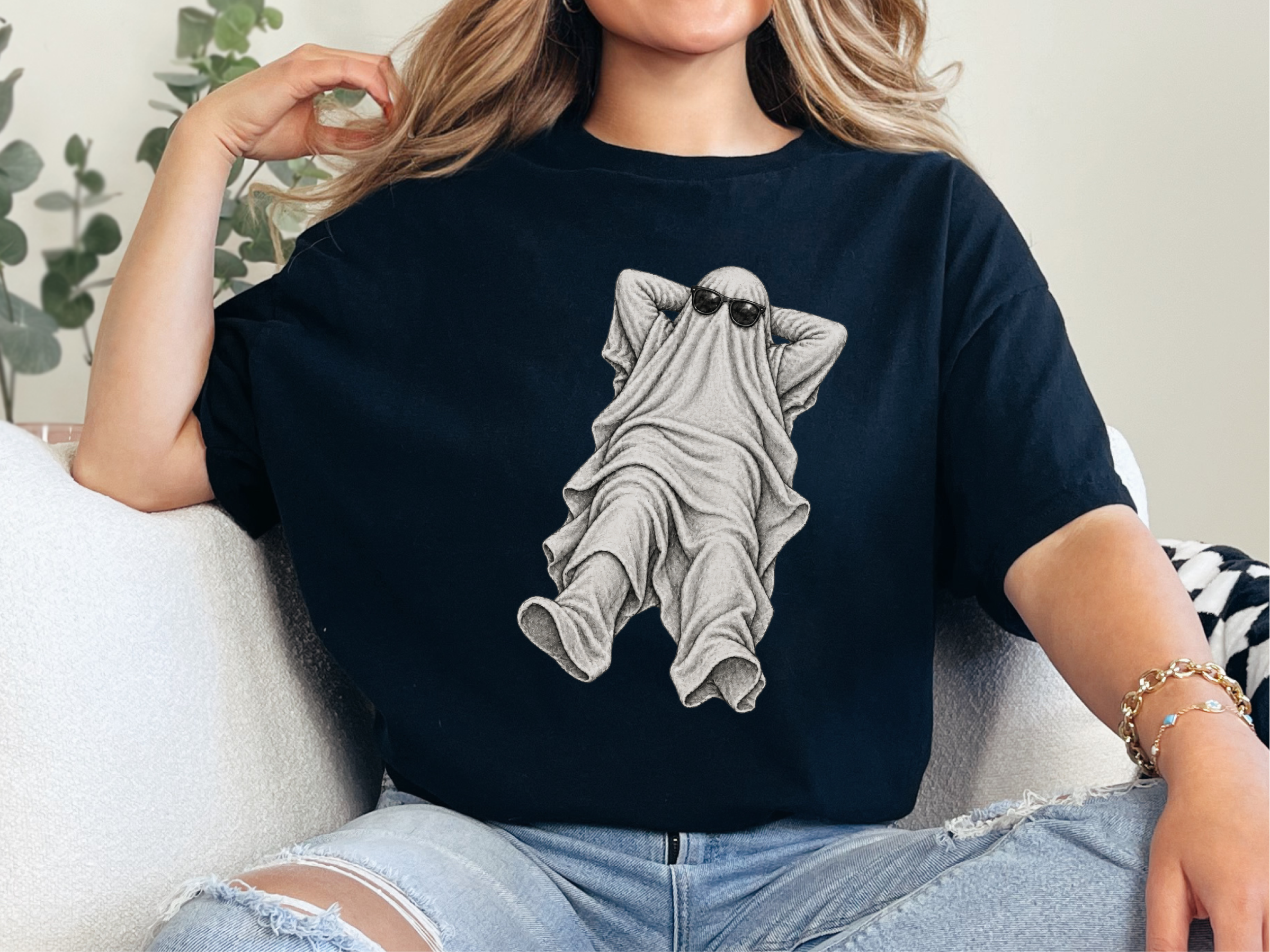 Relaxing Ghost In Sunglasses2 doodle dog shirt - photo 2