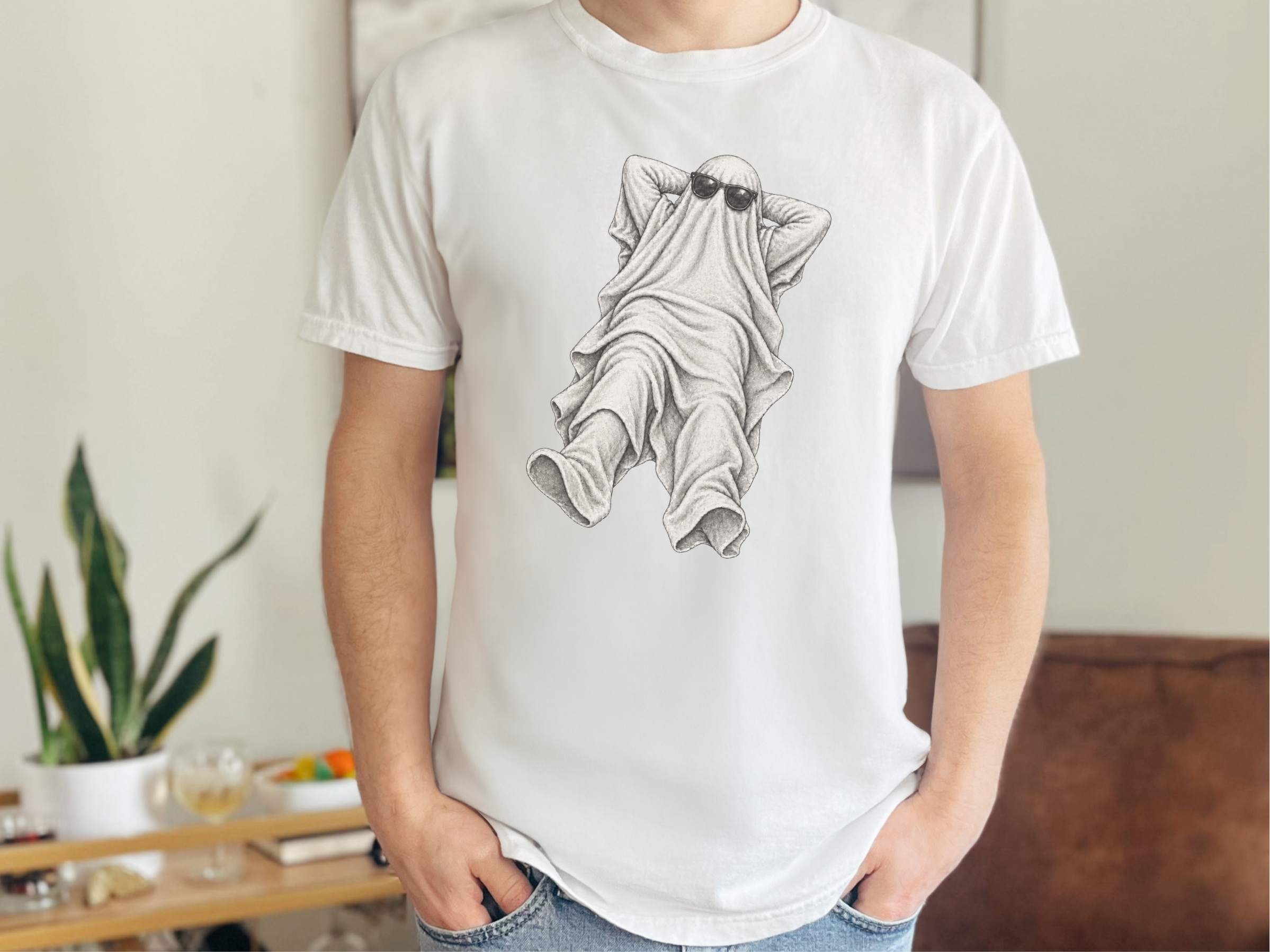 Relaxing Ghost In Sunglasses2 doodle dog shirt - photo 1