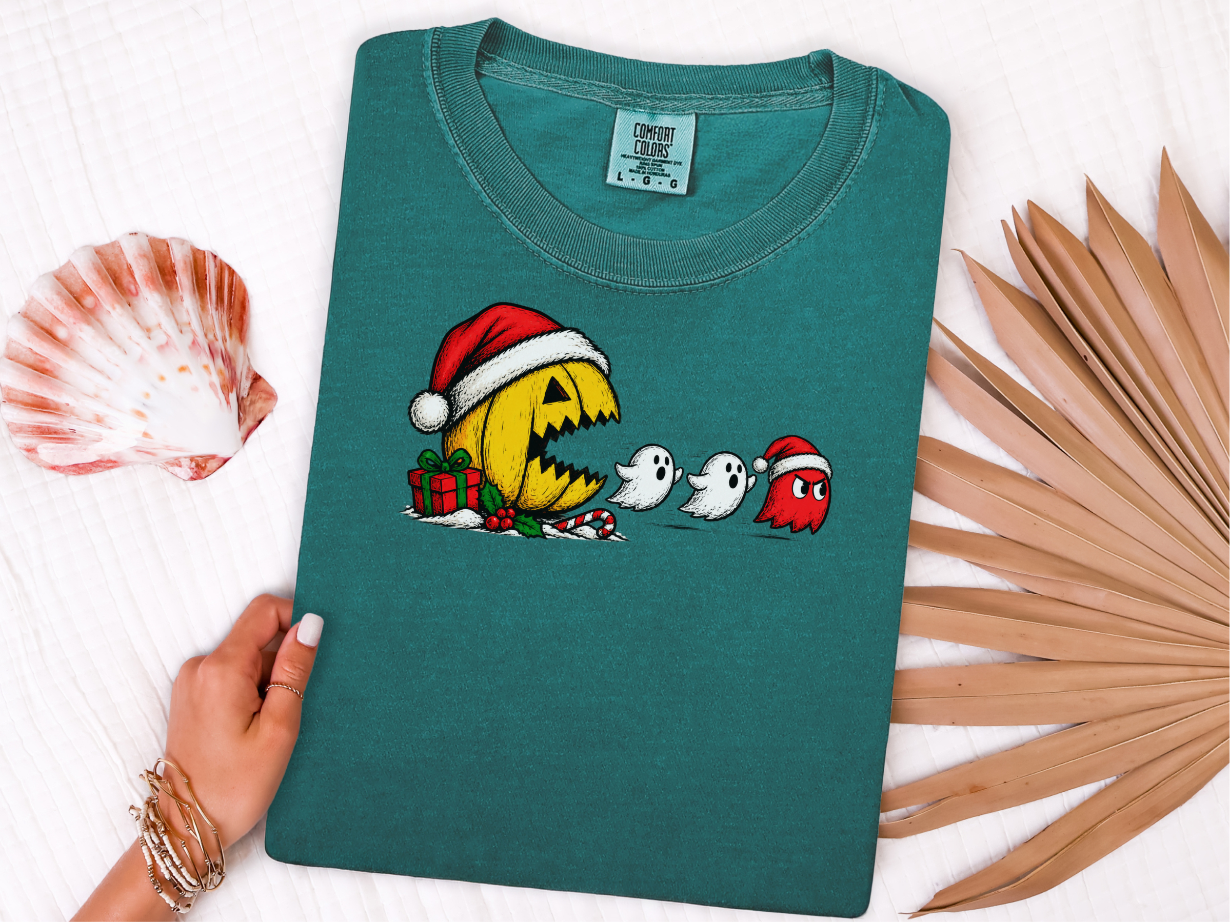 Christmas Pacman Ghost Chase funny shirt - photo 7