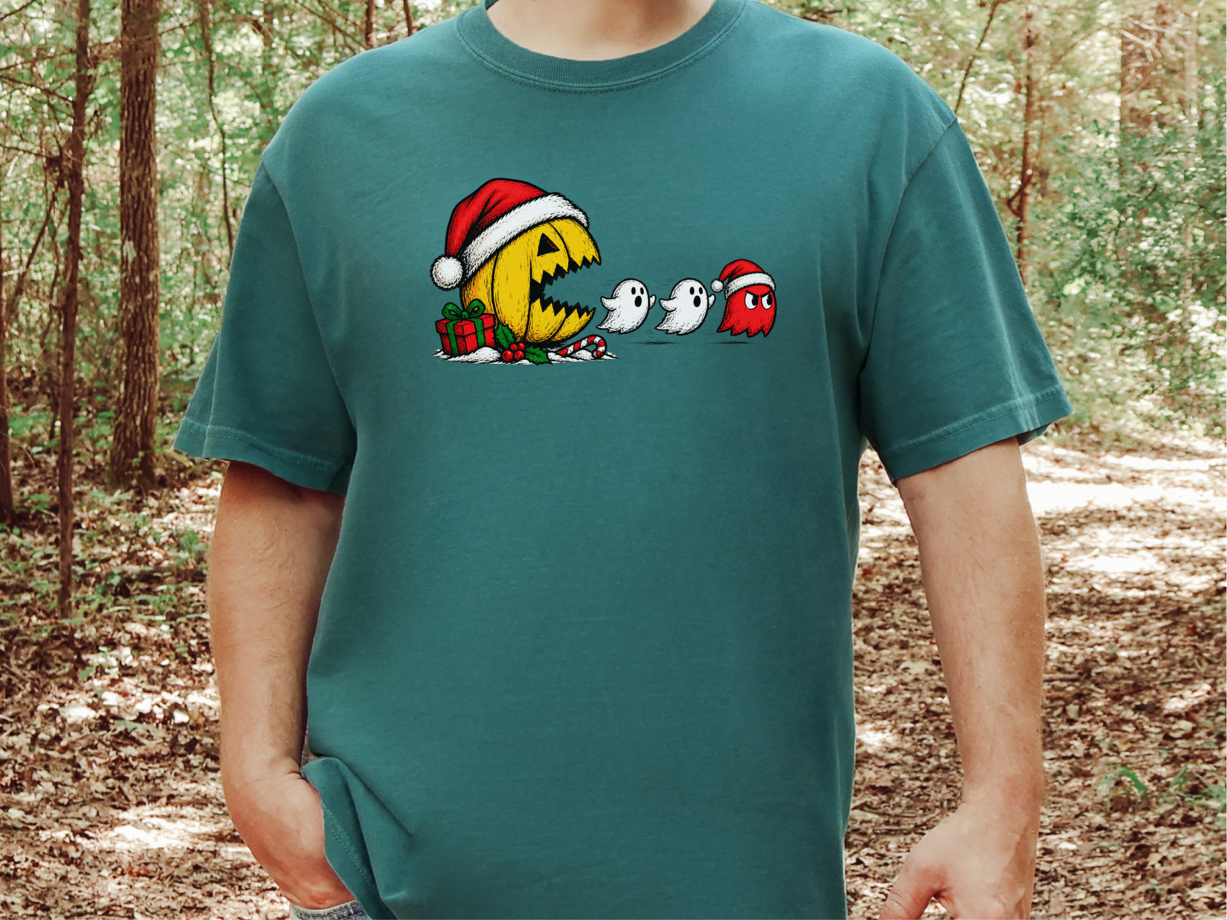 Christmas Pacman Ghost Chase funny shirt - photo 6