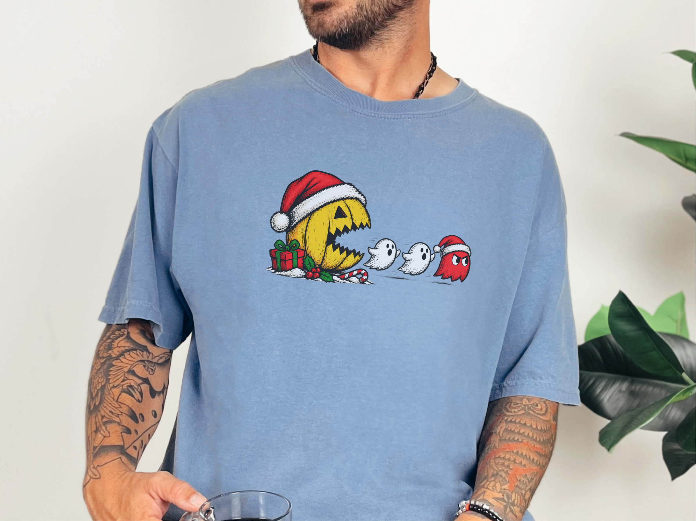 Christmas Pacman Ghost Chase funny shirt - photo 4