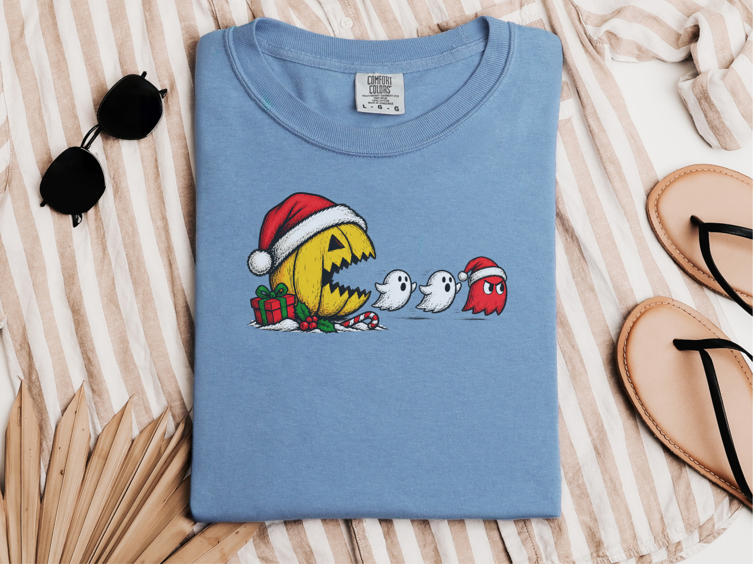 Christmas Pacman Ghost Chase funny shirt - photo 3