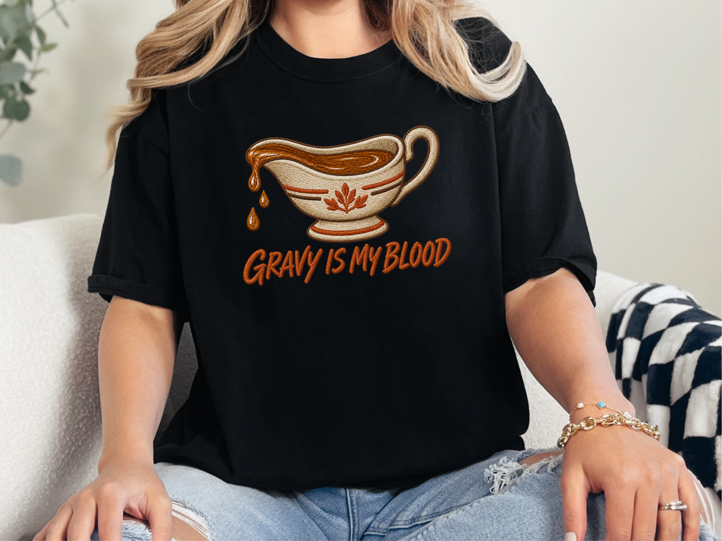Gravy Is My Blood Embroidery funny shirt - photo 3