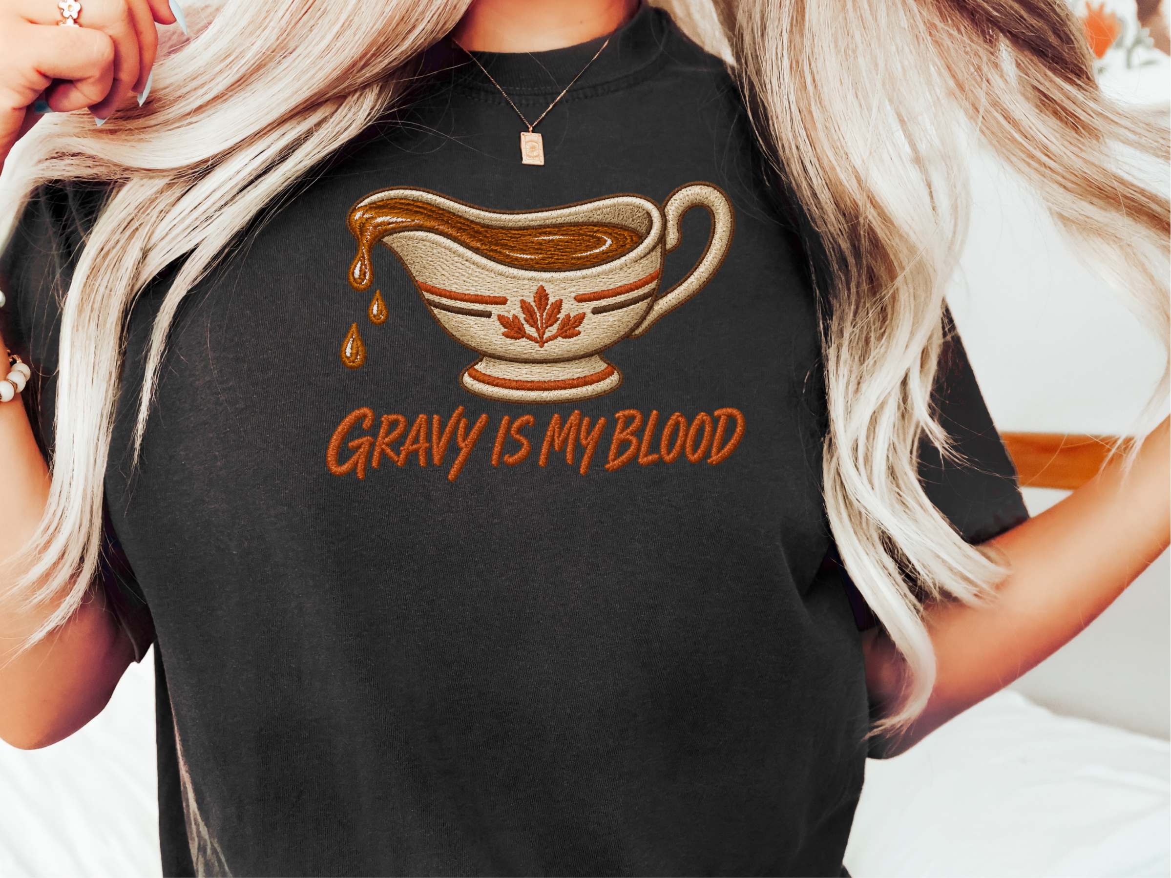 Gravy Is My Blood Embroidery funny shirt - photo 1