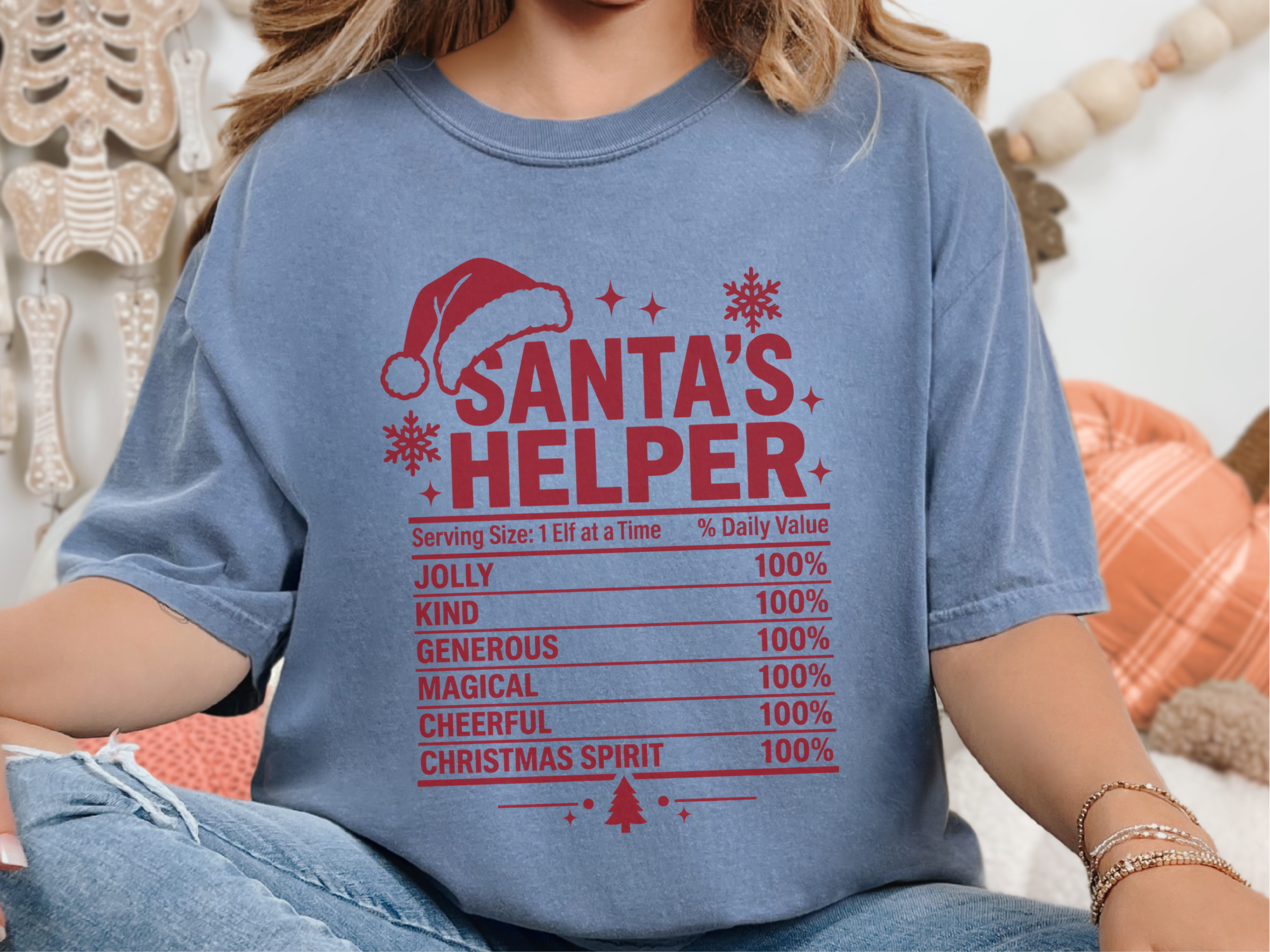 Santa's Helper Nutrition Label funny shirt - photo 6