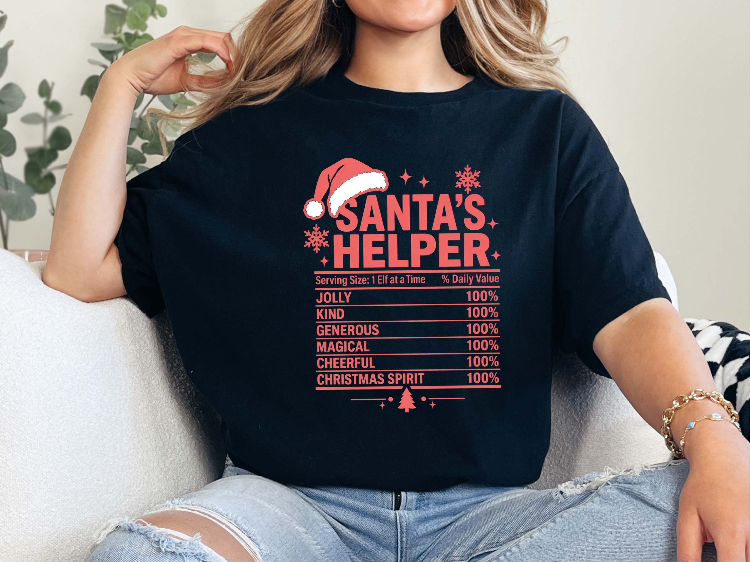 Santa's Helper Nutrition Label Christmas Tee Family Christmas Shirt