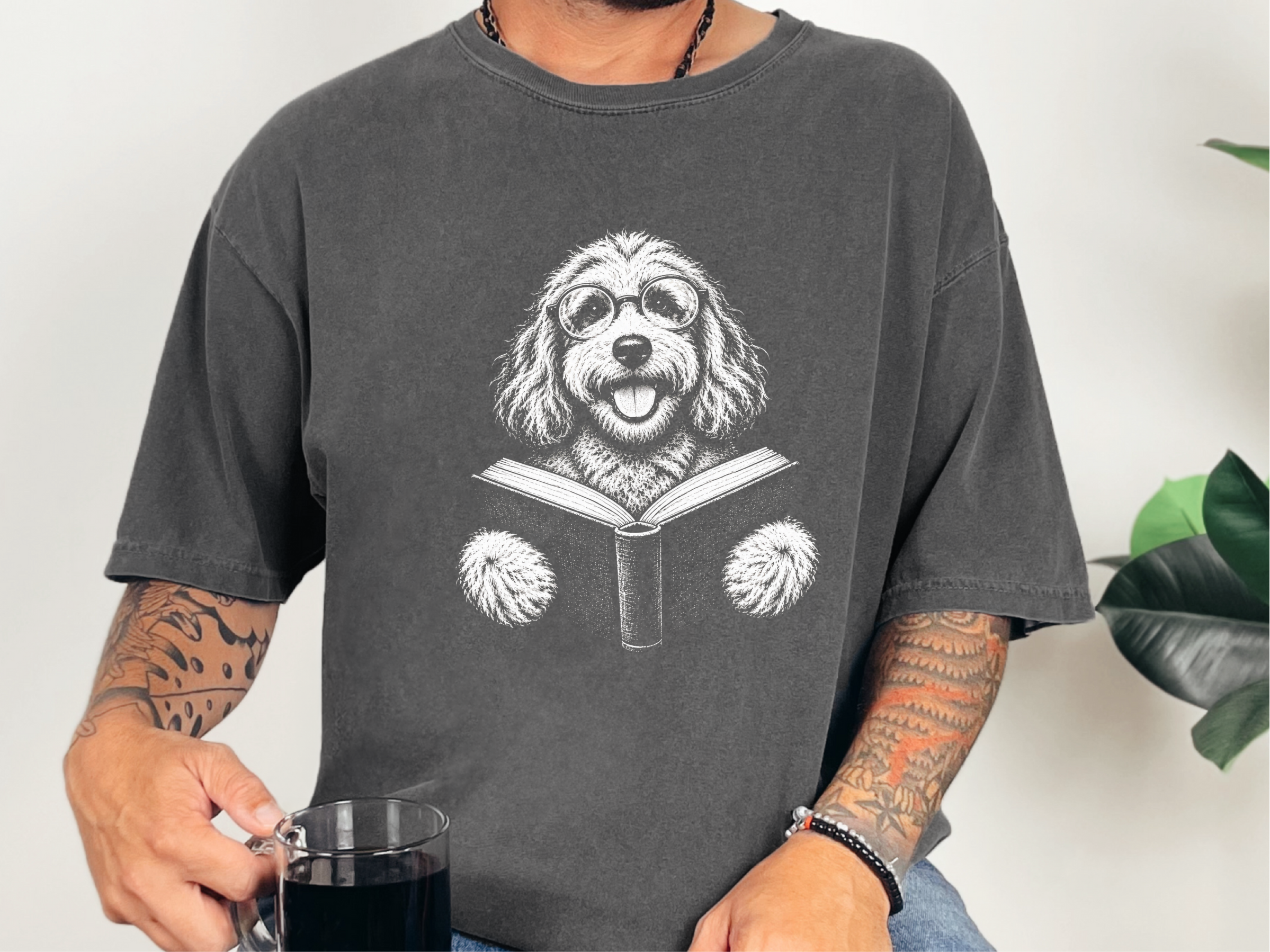 Reading Cockapoo Round Glasses doodle dog shirt - photo 6