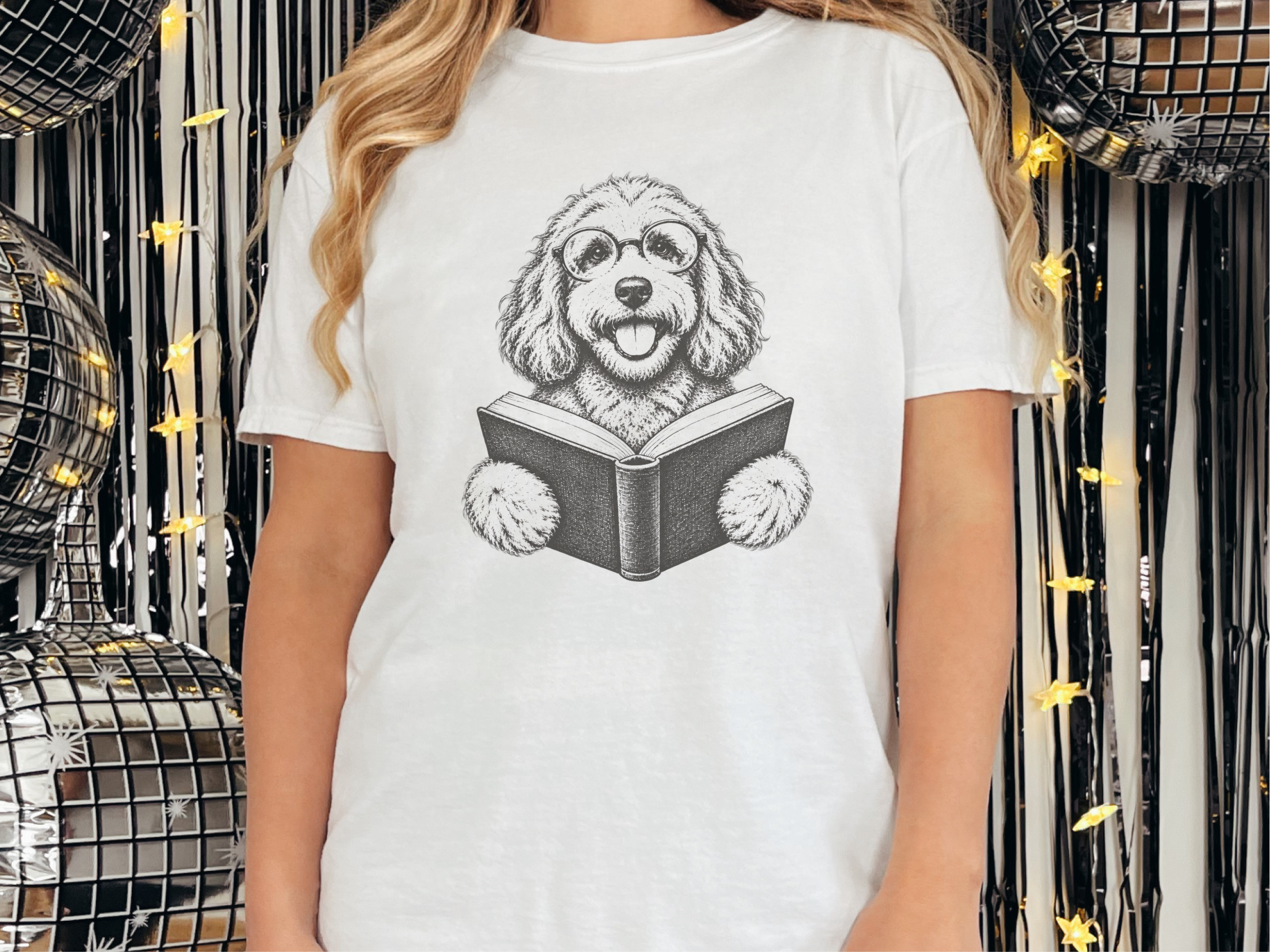 Reading Cockapoo Round Glasses doodle dog shirt - photo 2