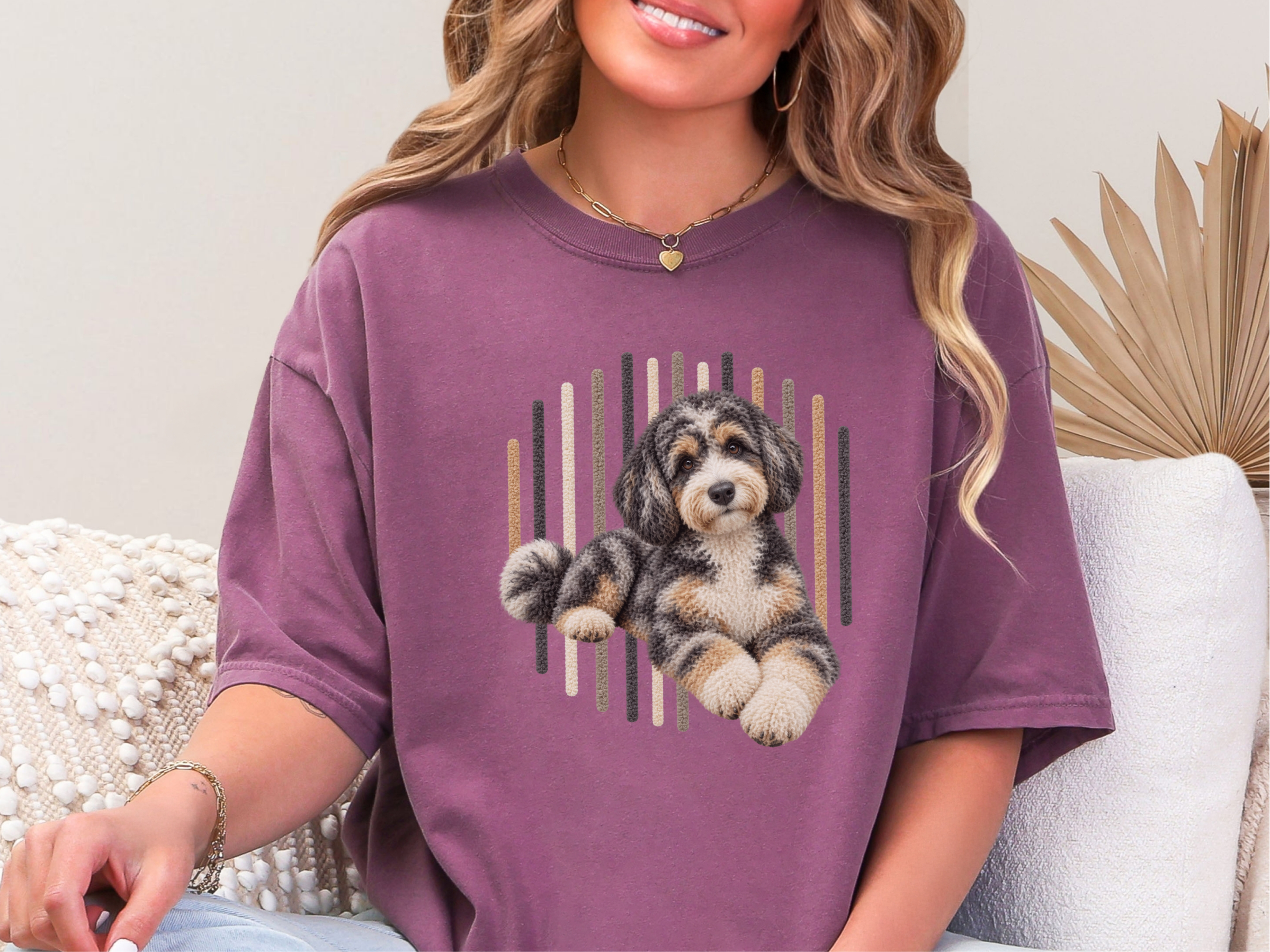 Tri Color Aussiedoodle Portrait doodle dog shirt - photo 5