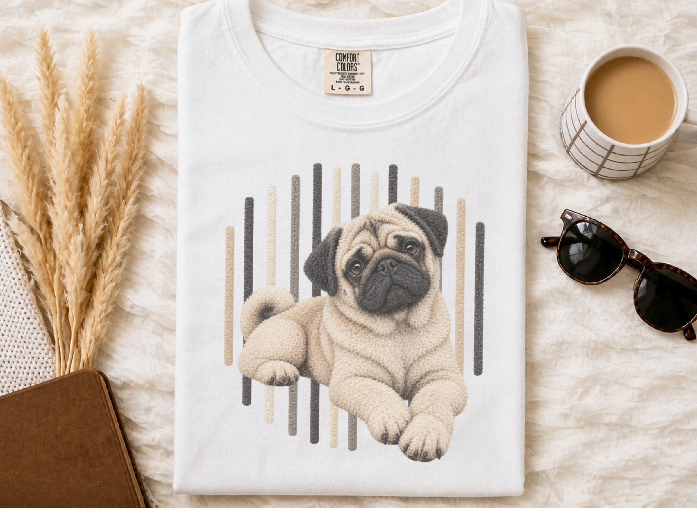 Photorealistic Pug Dog Stripes doodle dog shirt - photo 1