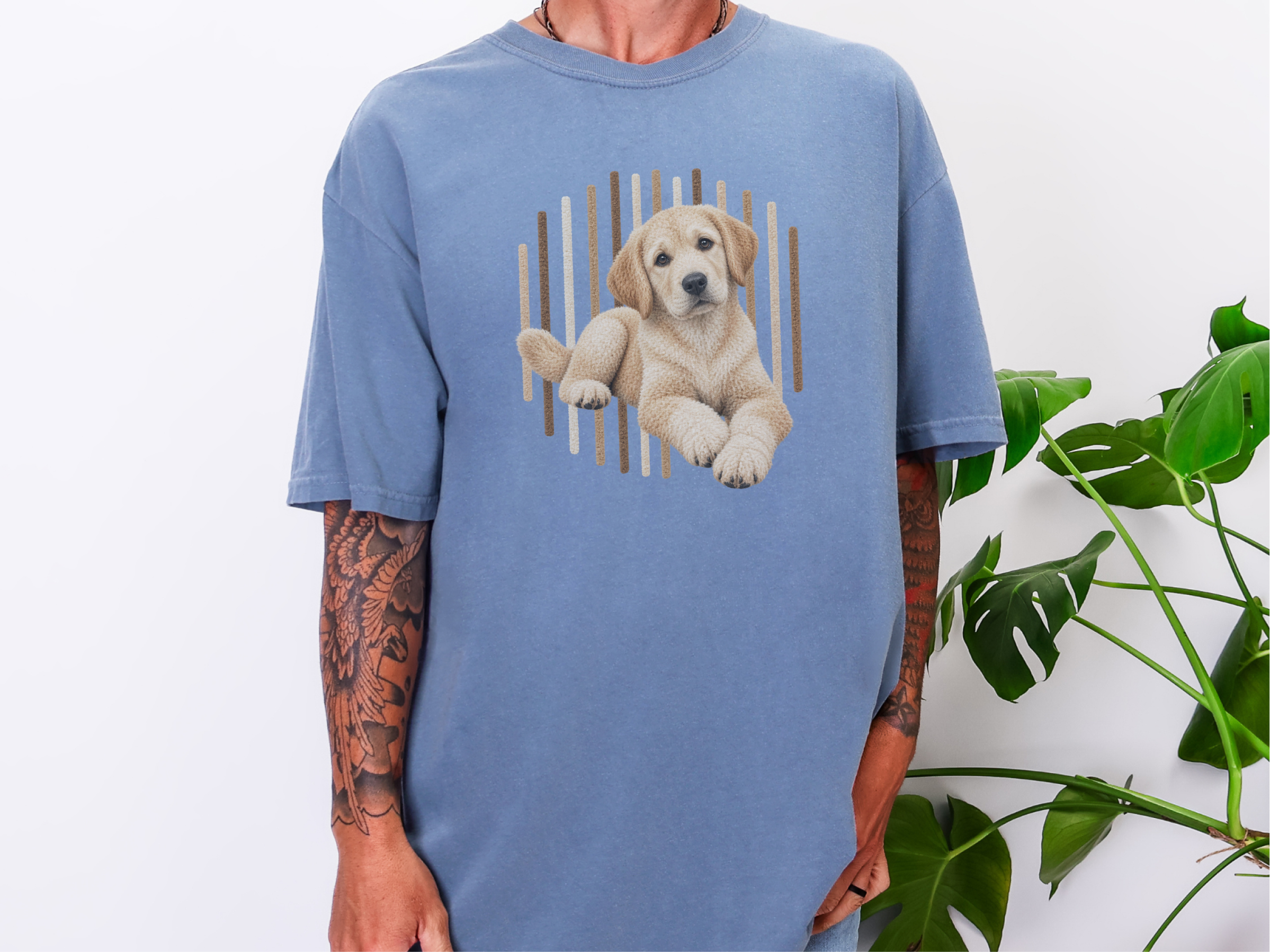 Labrador Puppy Vertical Stripes doodle dog shirt - photo 8