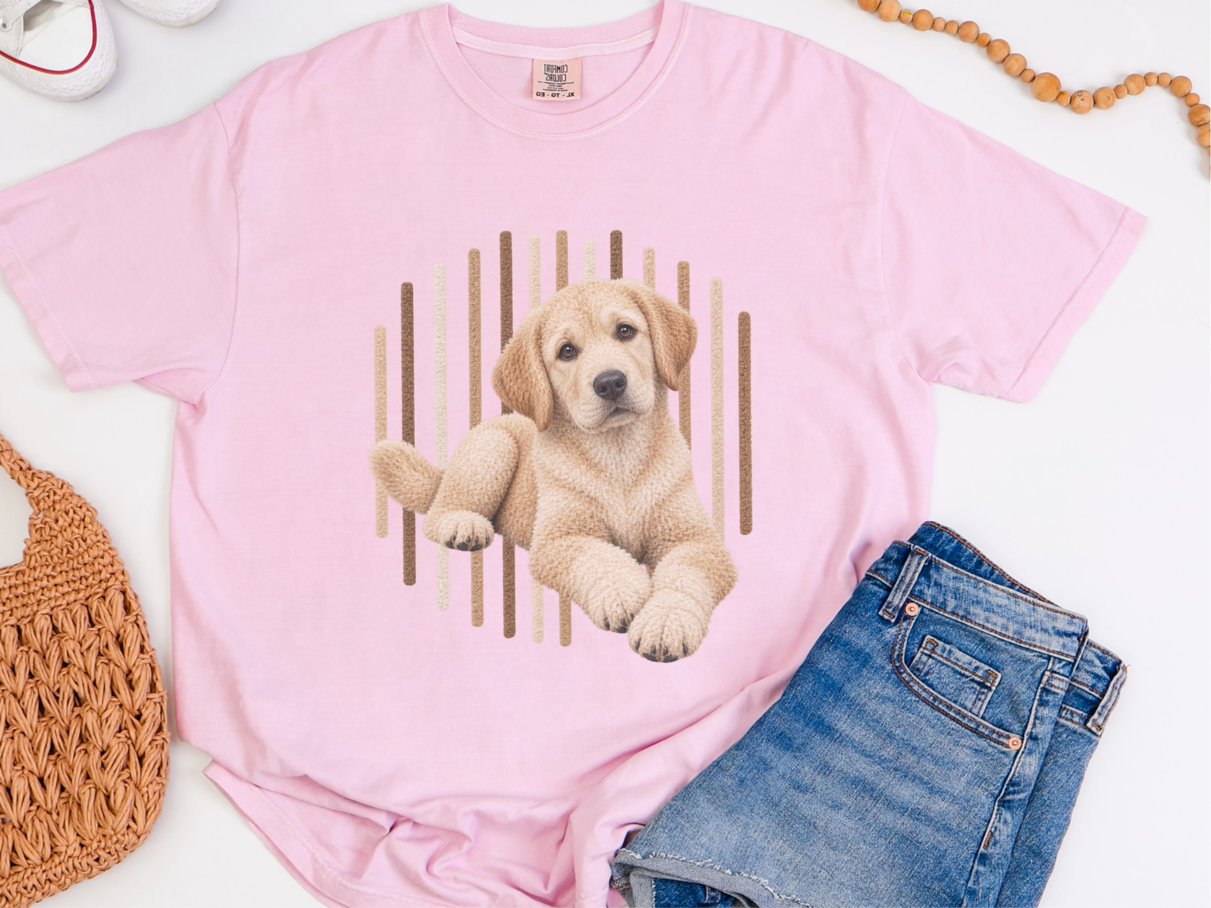 Labrador Puppy Vertical Stripes doodle dog shirt - photo 6