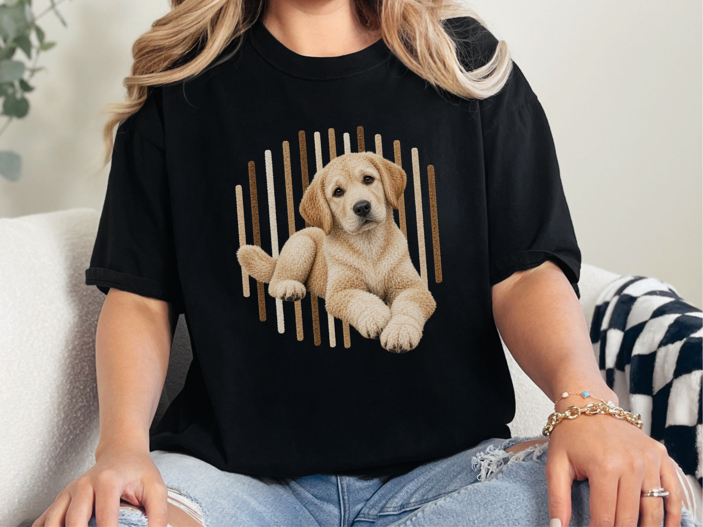 Labrador Puppy Vertical Stripes doodle dog shirt - photo 3
