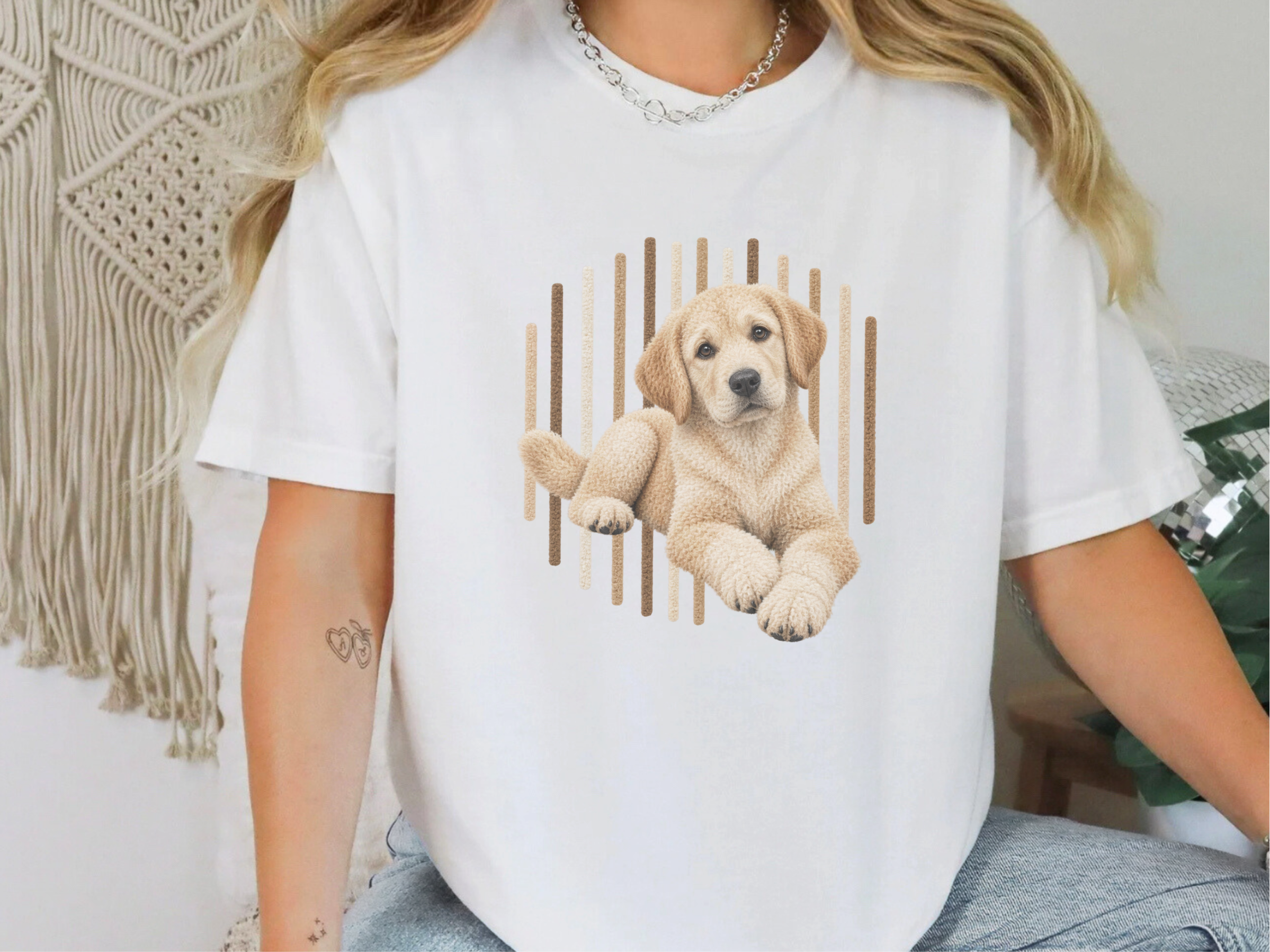 Labrador Puppy Vertical Stripes doodle dog shirt - photo 2