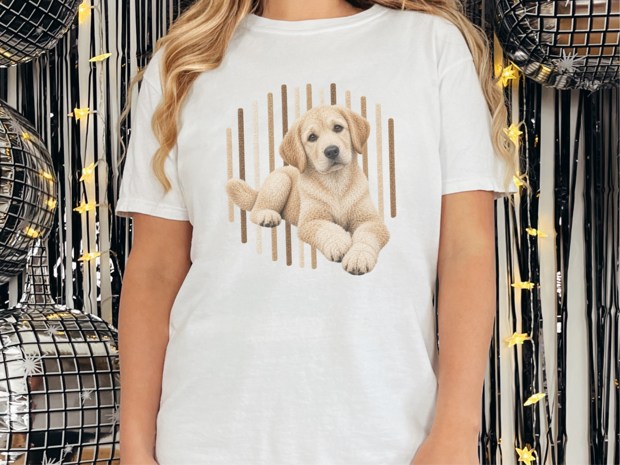 Labrador Puppy Vertical Stripes doodle dog shirt - photo 1
