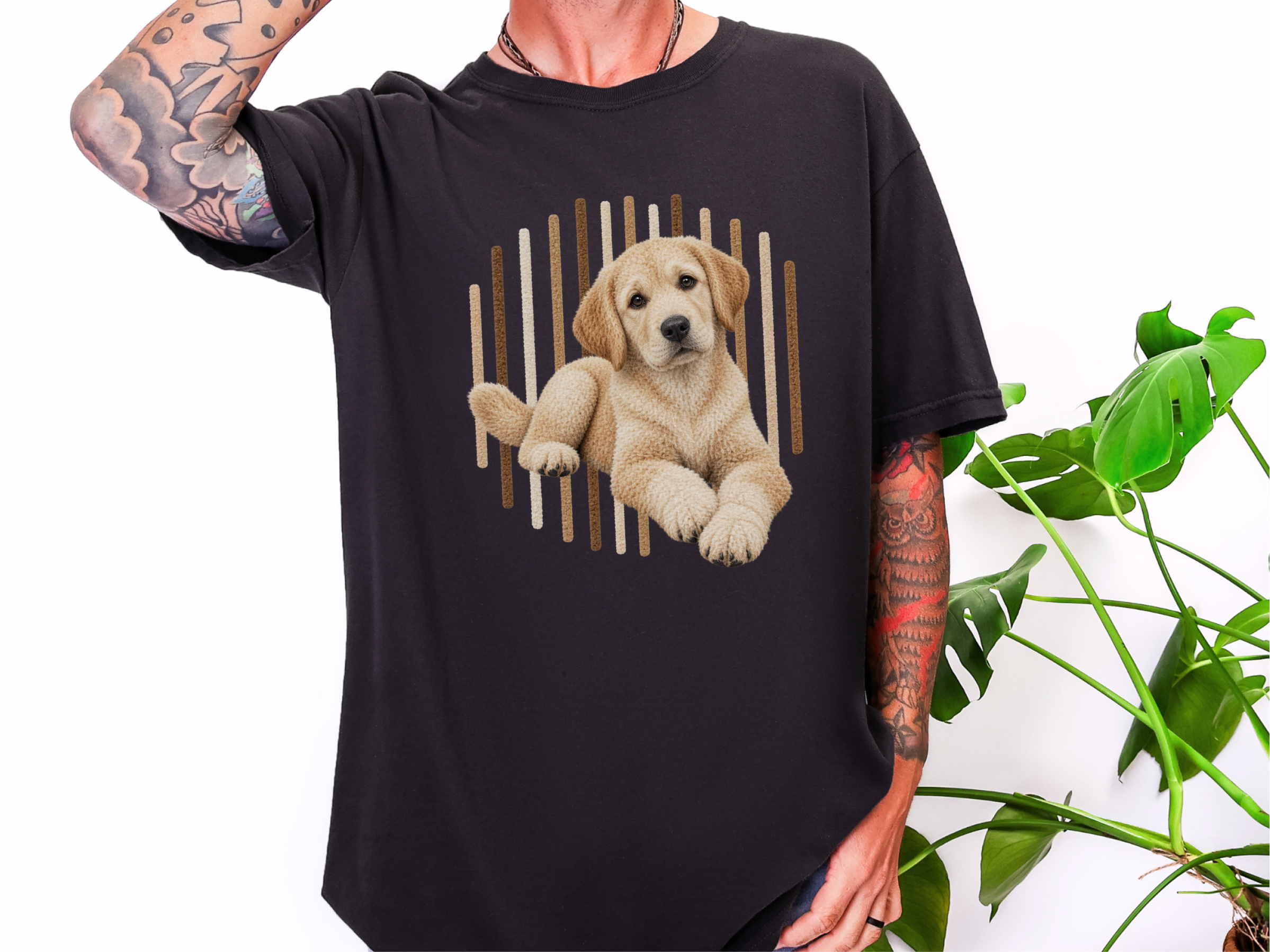 Labrador Puppy Vertical Stripes doodle dog shirt - photo 4