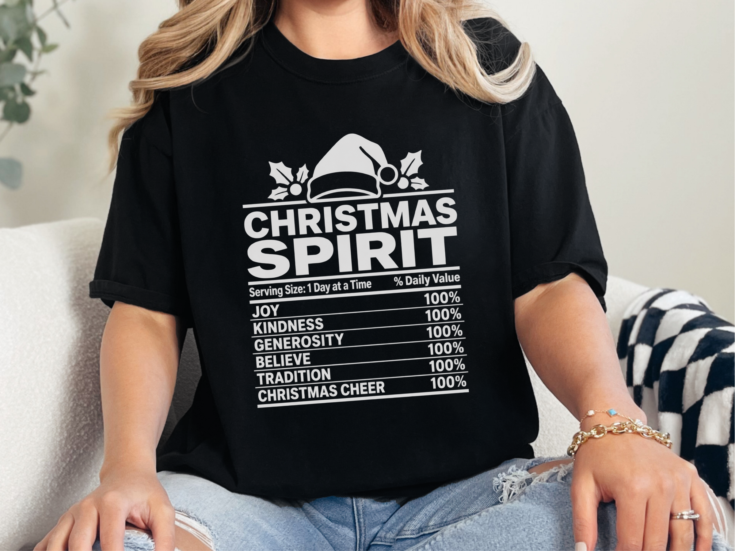 Christmas Spirit Nutrition Label funny shirt - photo 3