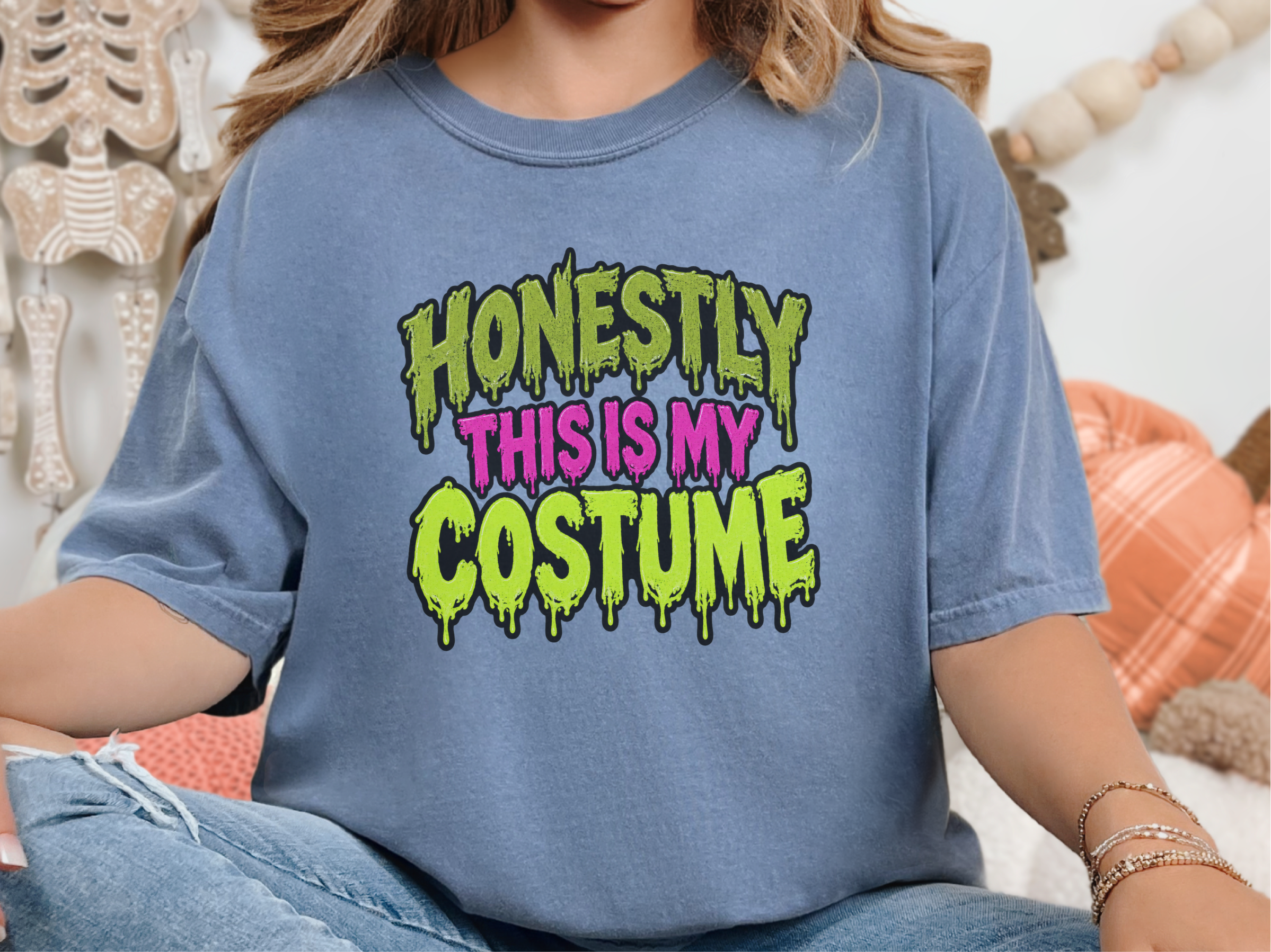 Slime Dripping Honestly Costume Text funny shirt - photo 4